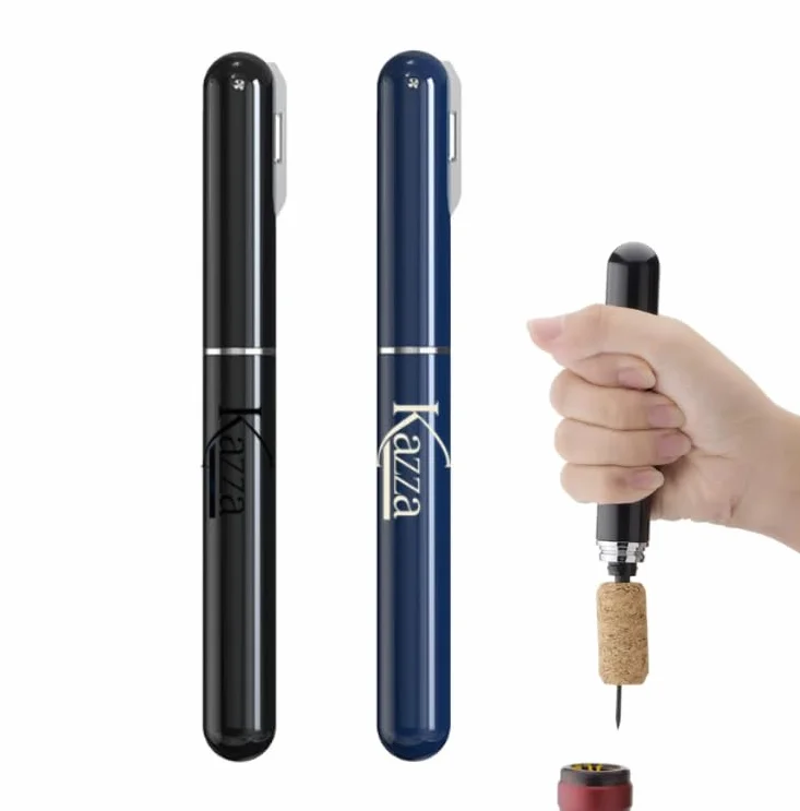 KAZZA 2 sacacorchos bomba de aire 2 en 1, abridor de botellas a presión de aire con taza de cápsula, portátil y sin esfuerzo, para el hogar, restaurante, regalos para los amantes del vino (negro +