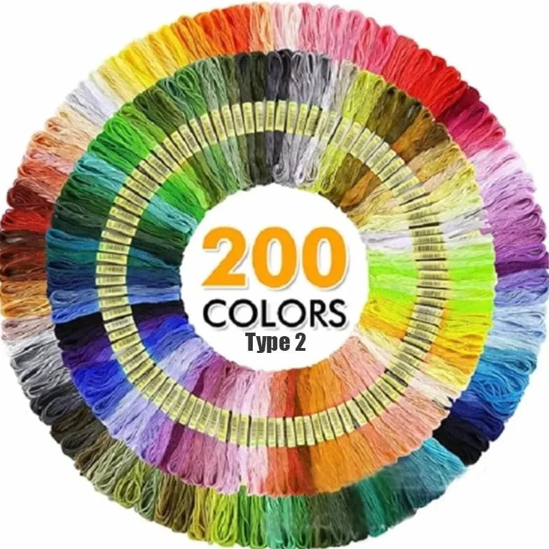 Hilos Punto De Cruz 200/100/50 hilos similares punto de cruz hilo bordar algodón ovillos costura coser artesanal(Type 2 200PCS)