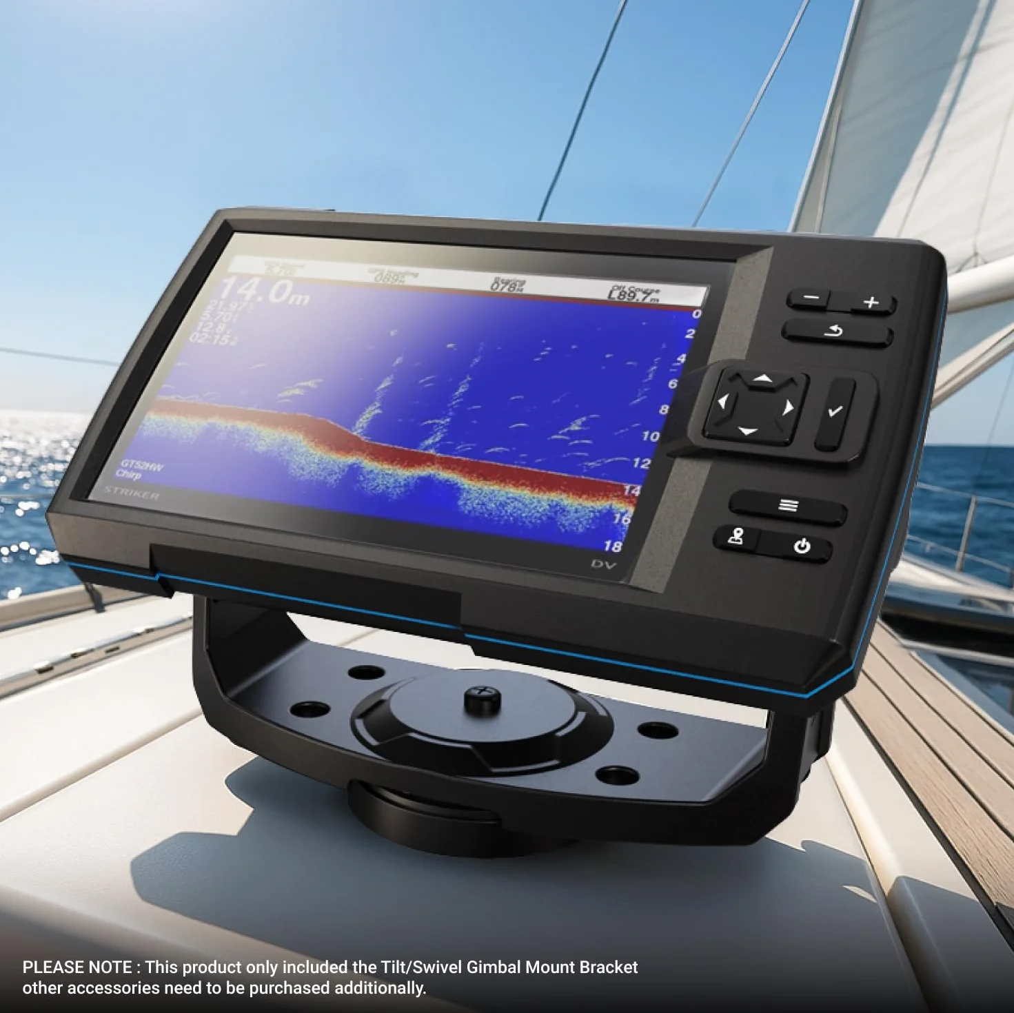 TUSITA Soporte de montaje de cardán inclinable giratorio para Garmin Striker 5cv 5dv 7cv 7dv 7sv Vivid 5cv 7cv 7sv ECHOMAP UHD2 12.7 cm 17.8 cm cv
