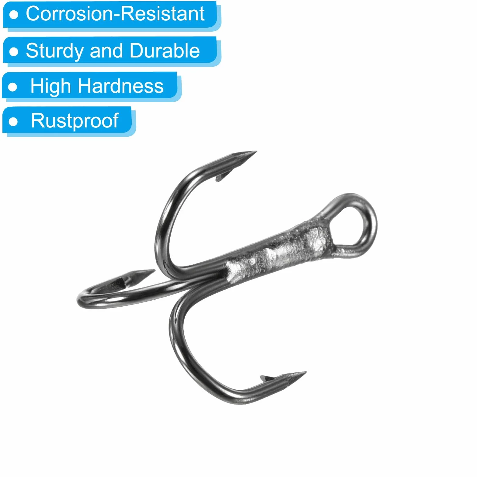 PATIKIL Anzuelos Triples de Pesca 8#, Acero de Alto Carbono, 10 Unidades, Negro