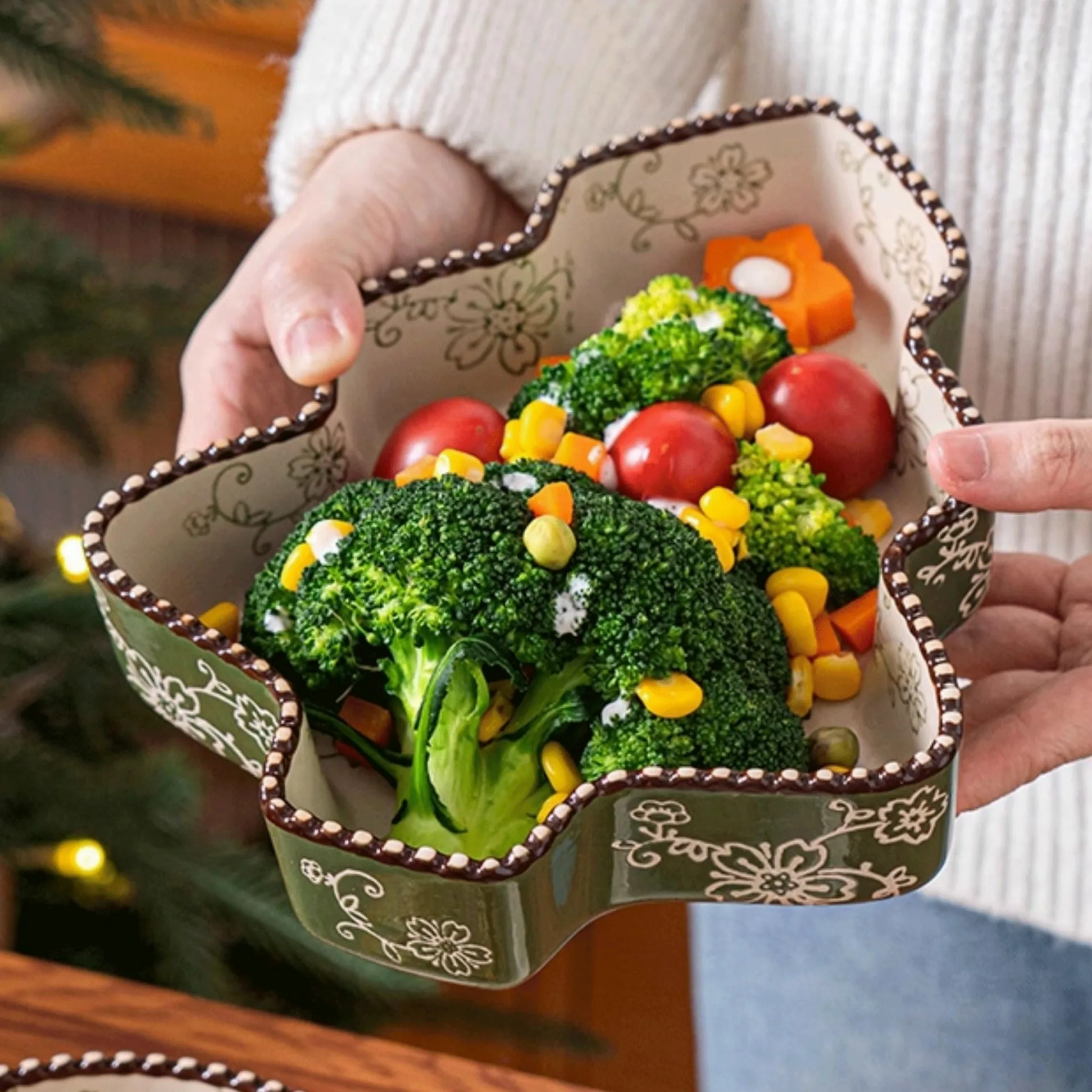 Versátil Bandeja for hornear de cerámica con forma árbol Navidad(Red)