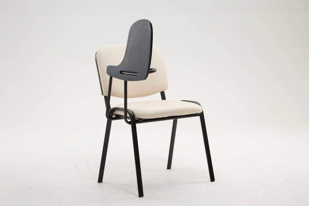 CLP Silla Confidente Ken con Brazo Extensible para Escritura I Silla para Academias con Pala Flexible para Apuntes I Silla de Conferencia Tapiza, Color:Crema