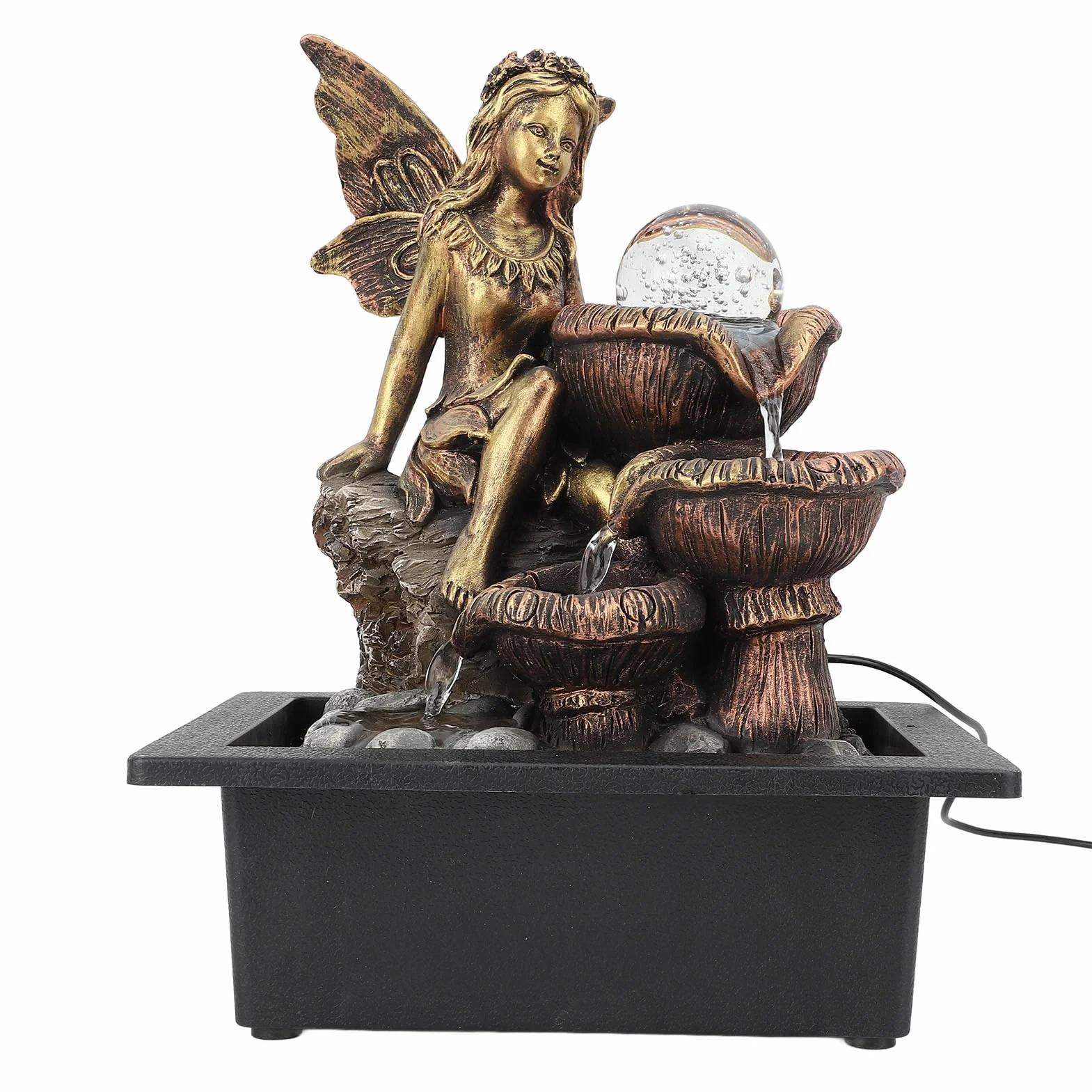 Fuente de Mesa Decorativa USB Bomba Silenciosa Luz LED para Sala de Estar, Fuente de Cascada de Escritorio Premium para Relajación
