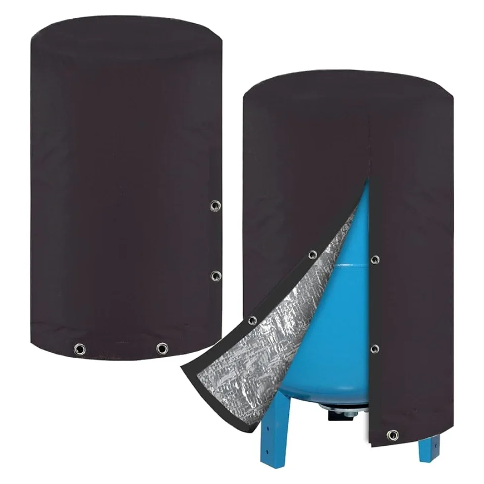 Cubierta redonda de aislamiento para tanque de presión, 61 x 86 cm, resistente a la intemperie, tela Oxford, protector de bomba para pozo de agua, color negro
