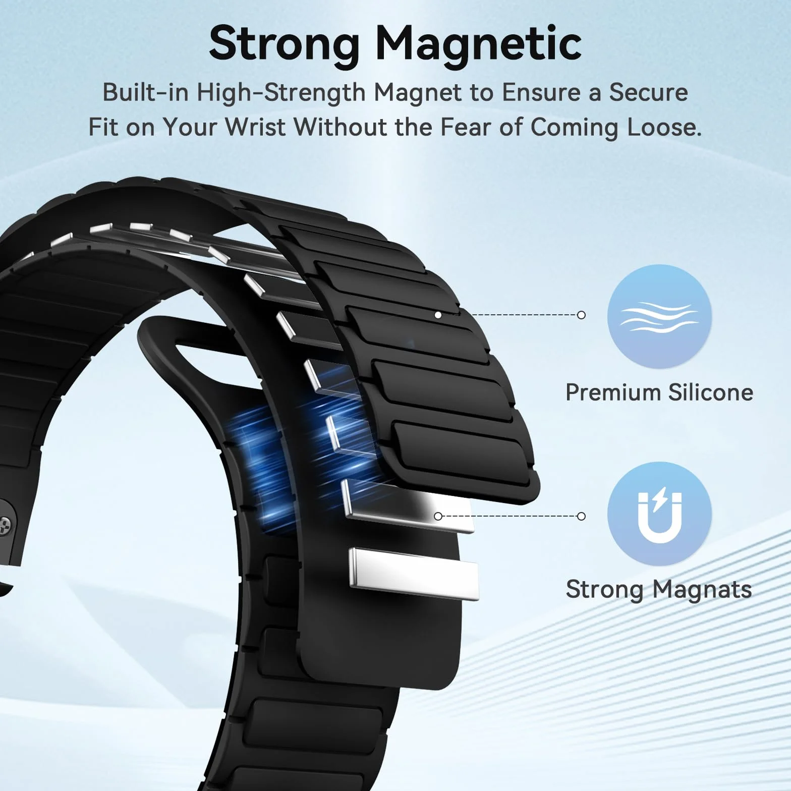 ISABAKE Magnética Correa para Fenix 7/6 Pro/5 Plus, 22mm QuickFit Silicona Pulseras de Repuesto para Forerunner 955/945