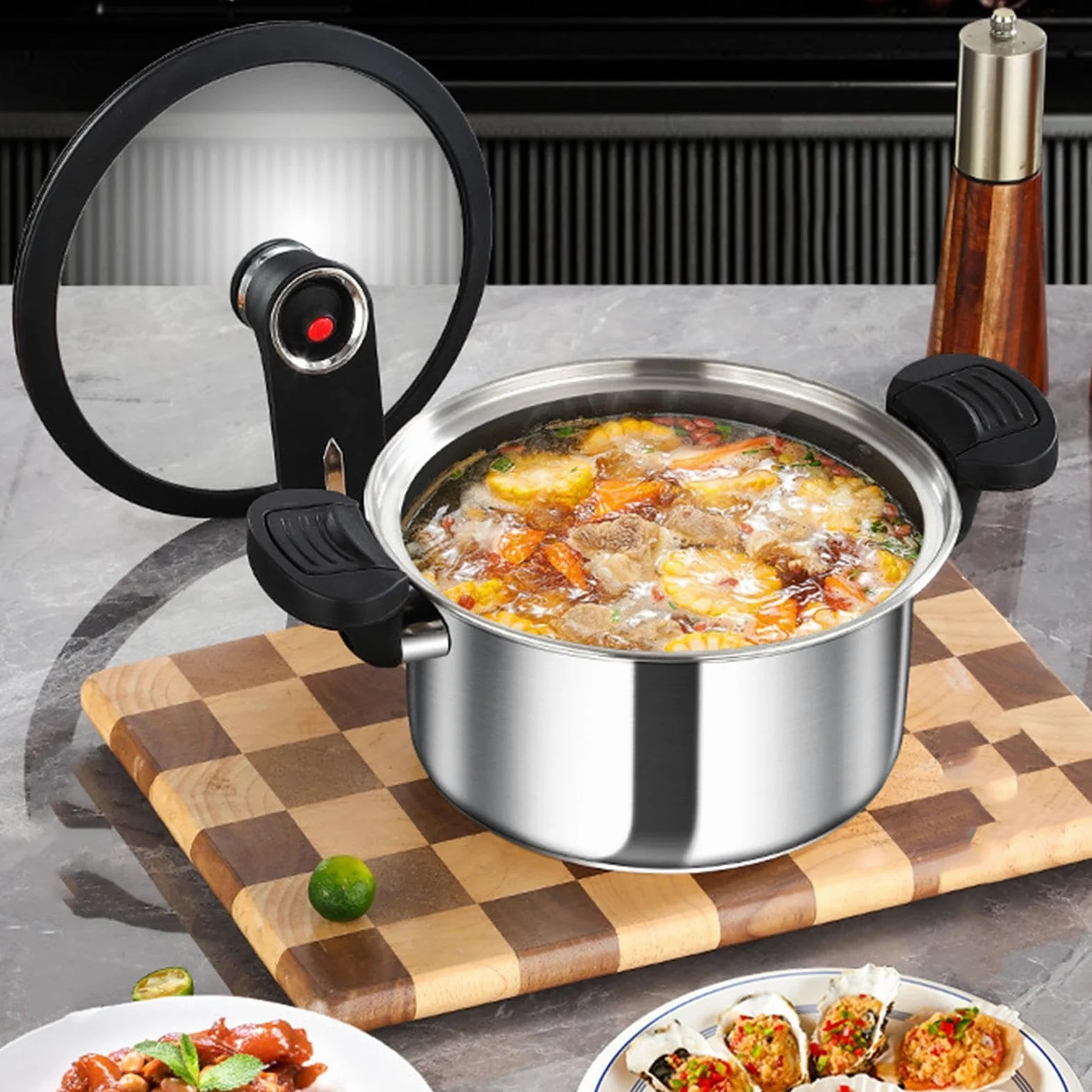 Olla De Presión Para Cocina Cocedor al Vapor a Presión | Marmita Para Guisos Para Cocina Hogareña, Sopa, Arroz, Granos, Comedor Y Restaurante