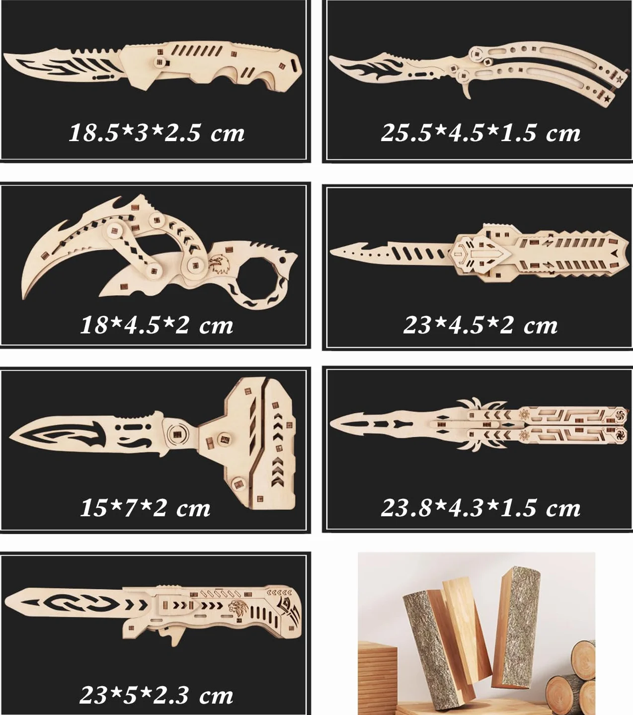 Cuchillo Karambit Madera Rompecabezas CSGO Mariposa Balisong Entrenador Falso Caza Bolsillo Gravedad Regalos Originales