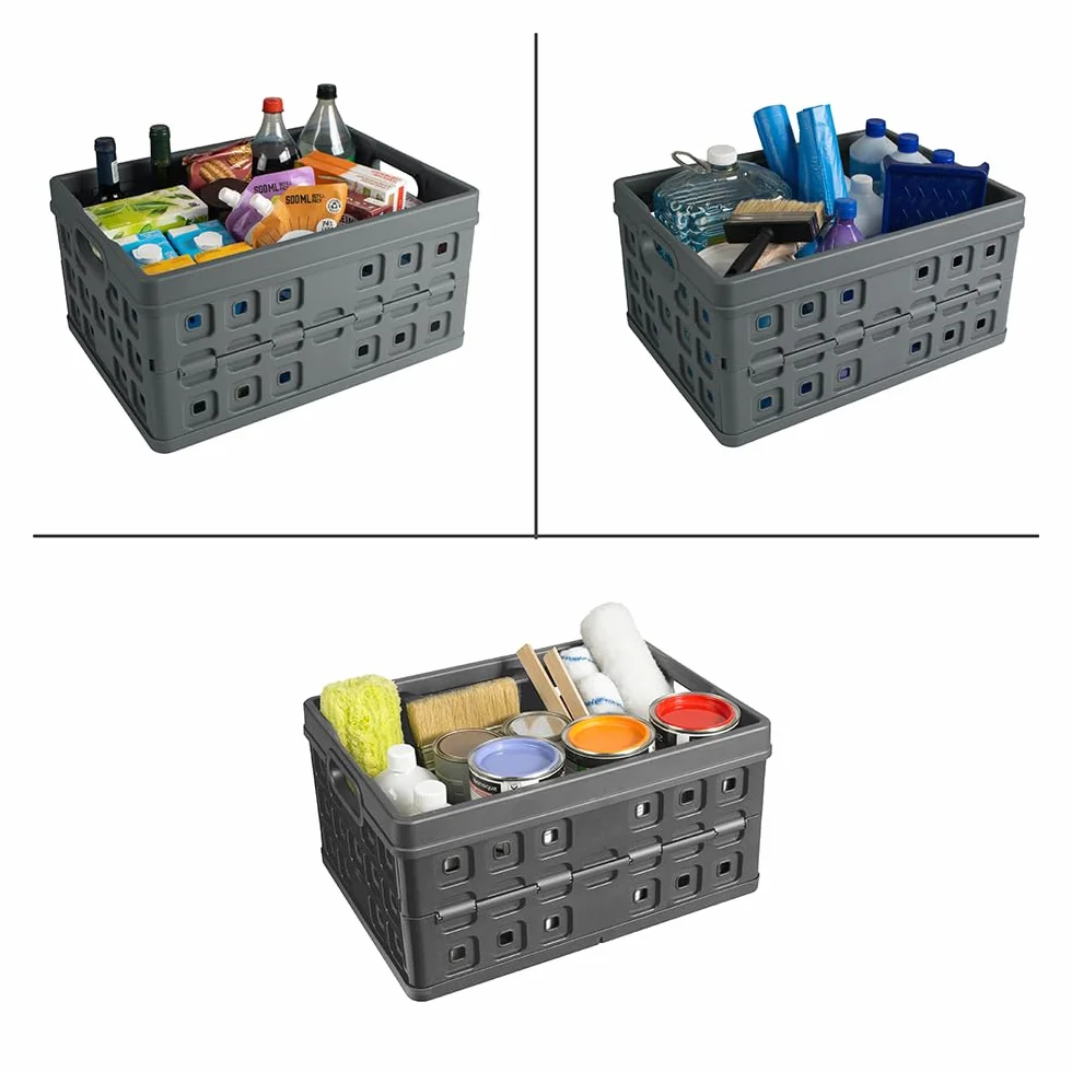 Sunware Square Caja Plegable 32L – 49x36x24,5 cm – Antracita – Caja De Almacenamiento Abierta