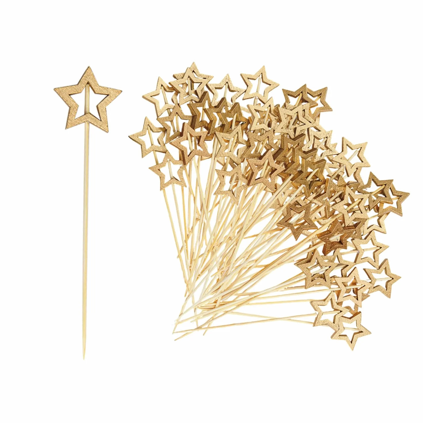 100 Piezas De Letreros De Madera De Estrellas Huecas, Letreros De Comida, Letreros De Frutas, Señales De Decoración De Cócteles Y Suministros De Fiesta.