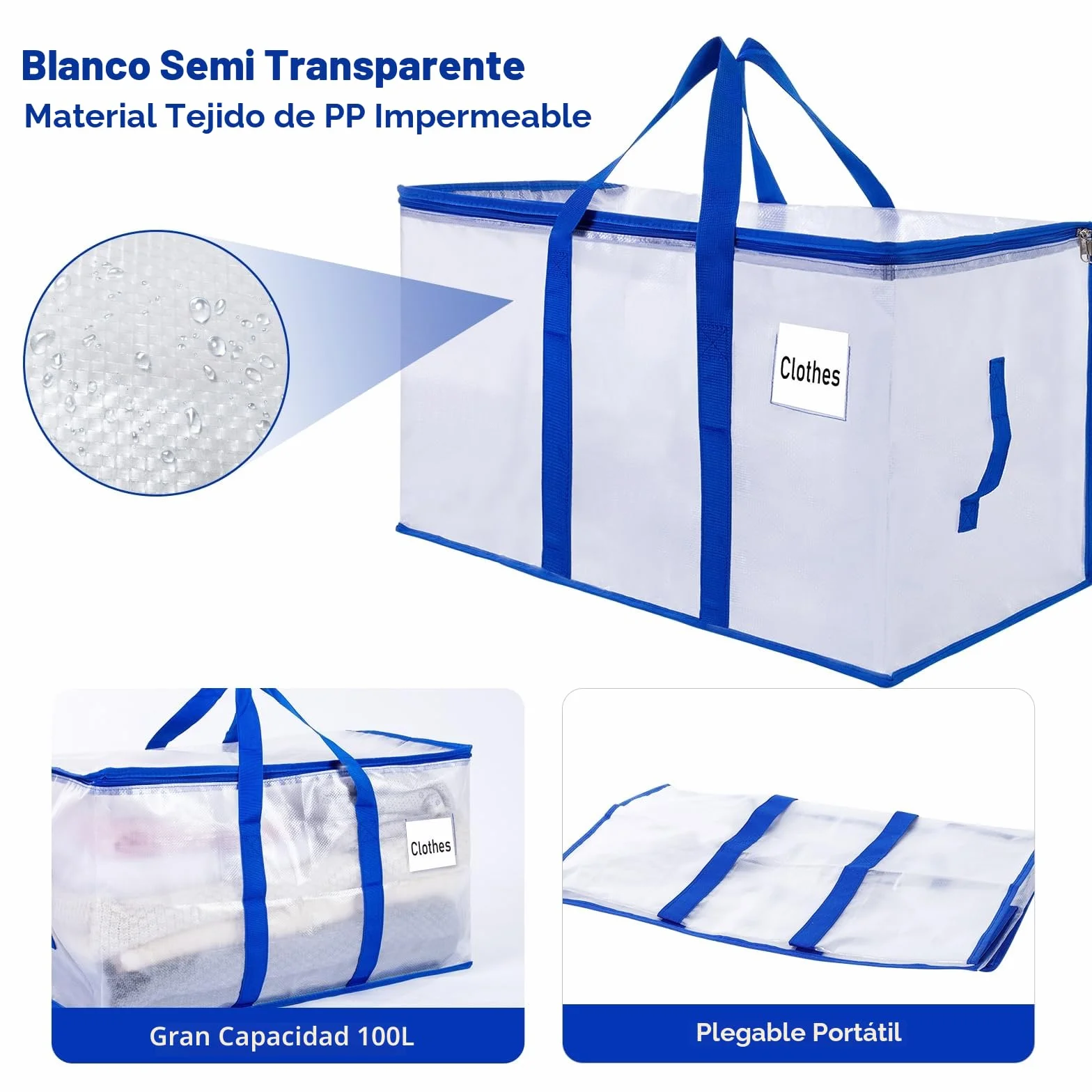 Bolsas de mudanza 105 L, paquete de 6 bolsas almacenamiento, bolsas mudanza resistentes, extra grandes, suministros de mudanza, bolsas de embalaje transparentes, bolsa para árbol de Navidad