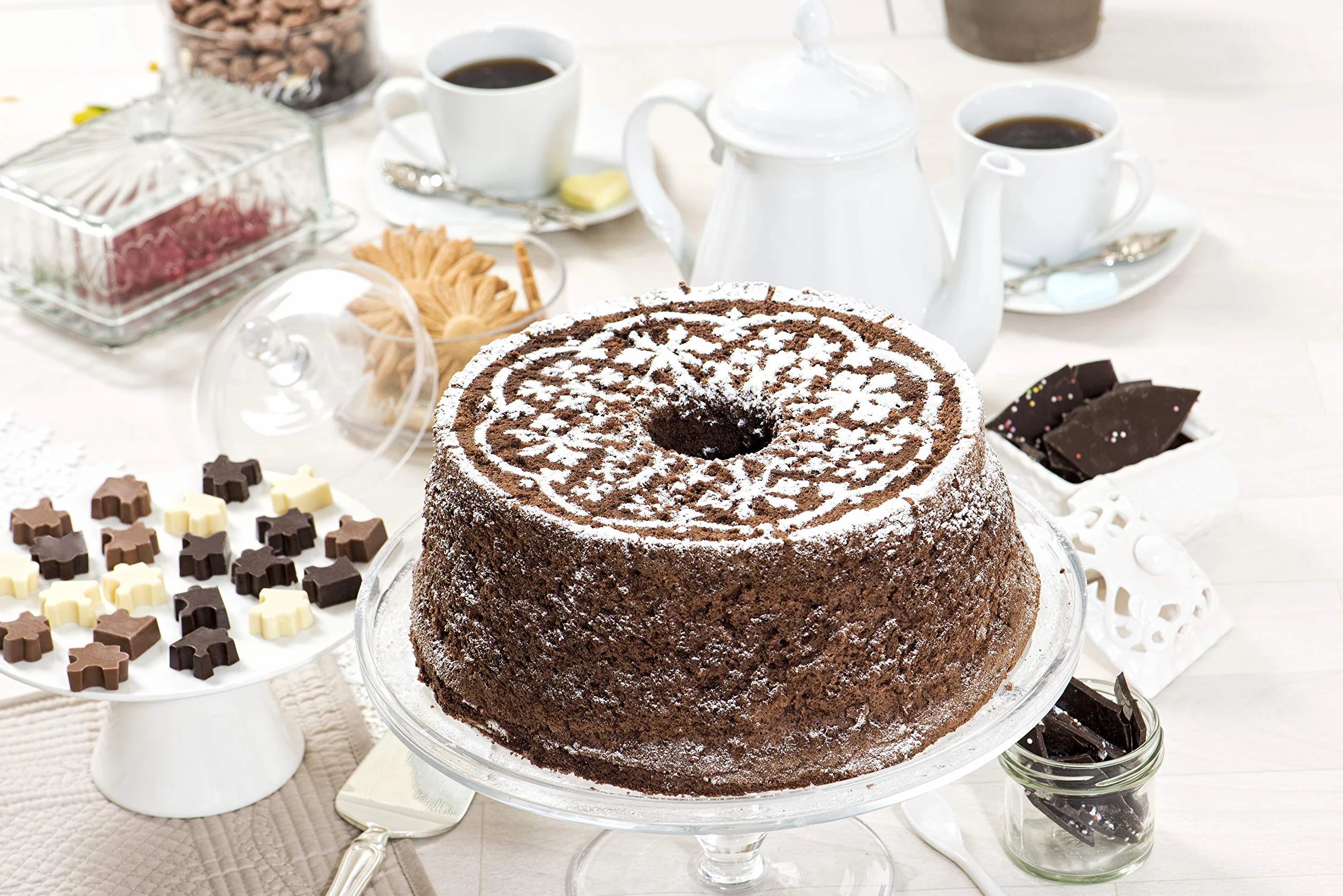 DECORA, 0062650 Molde Profesional Ø 25 x 11 cm para la Creación de Angel Food o una Chiffon Cake, de Aluminio Anodizado, Sin Puntos de Soldadura, Diseño Profesional