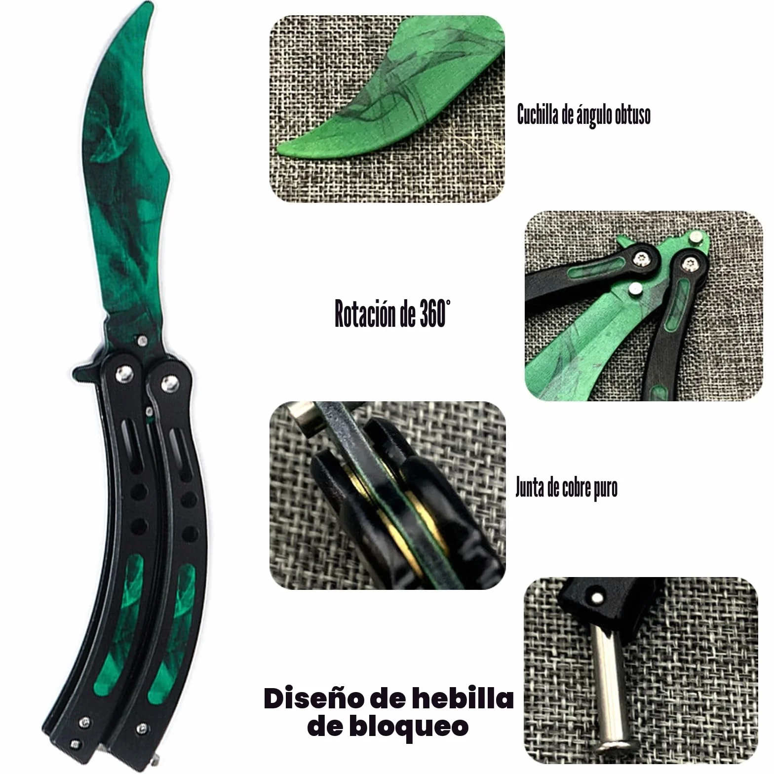 Butterfly Trainer Plegable de Acero Inoxidable Verde para Entrenamiento de Mano