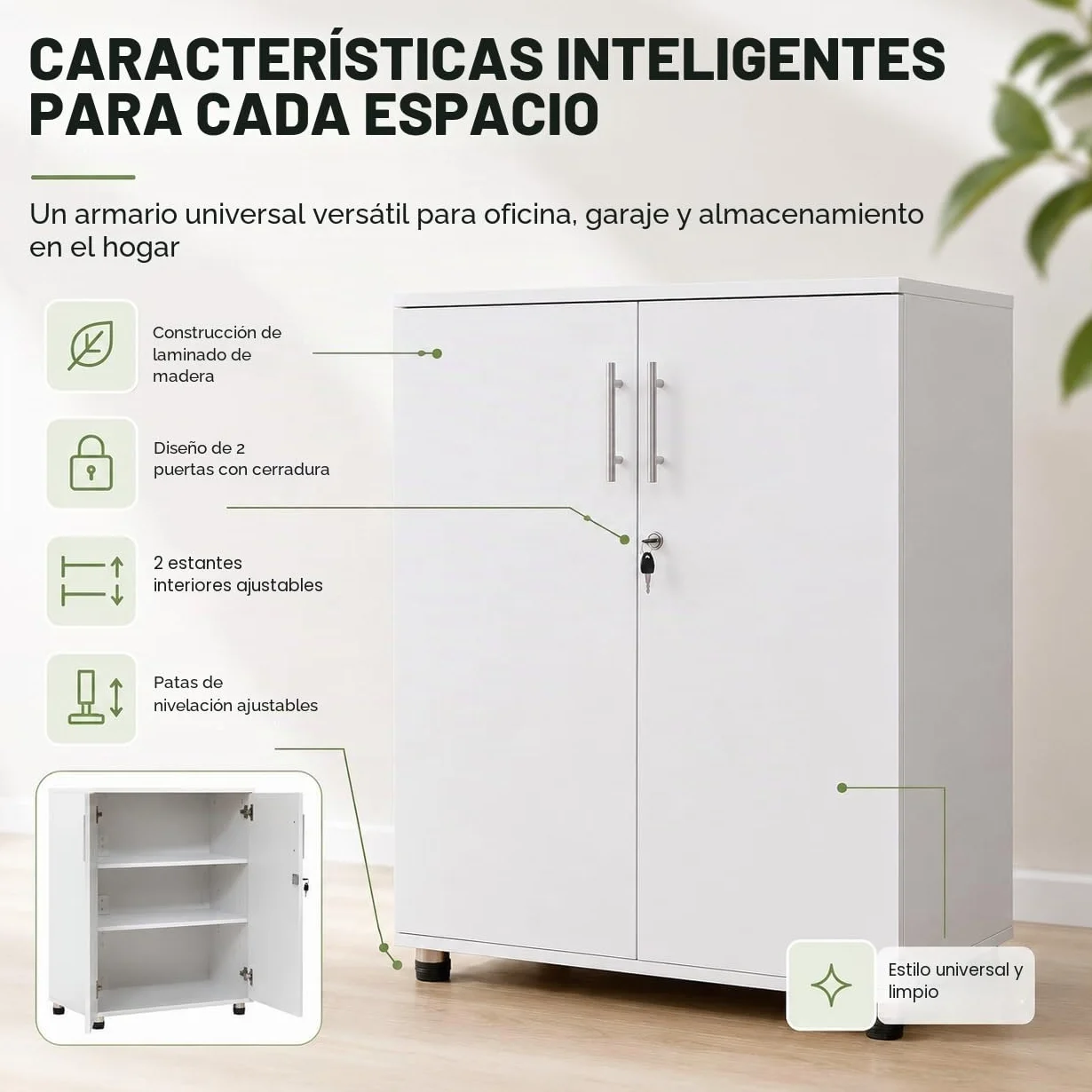 MMT Furniture Designs Armario de Almacenamiento, Madera de ingeniería, Blanco, Talla única