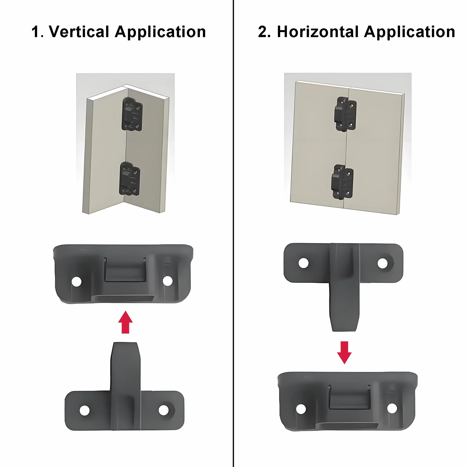 Keku AS-X Colgado Herraje Ajustables para Embutir Rapid Placas y Bastidor Cuelgue de un Conector para Mueble Capacidad Hasta 20kg Plástico (20 Par)