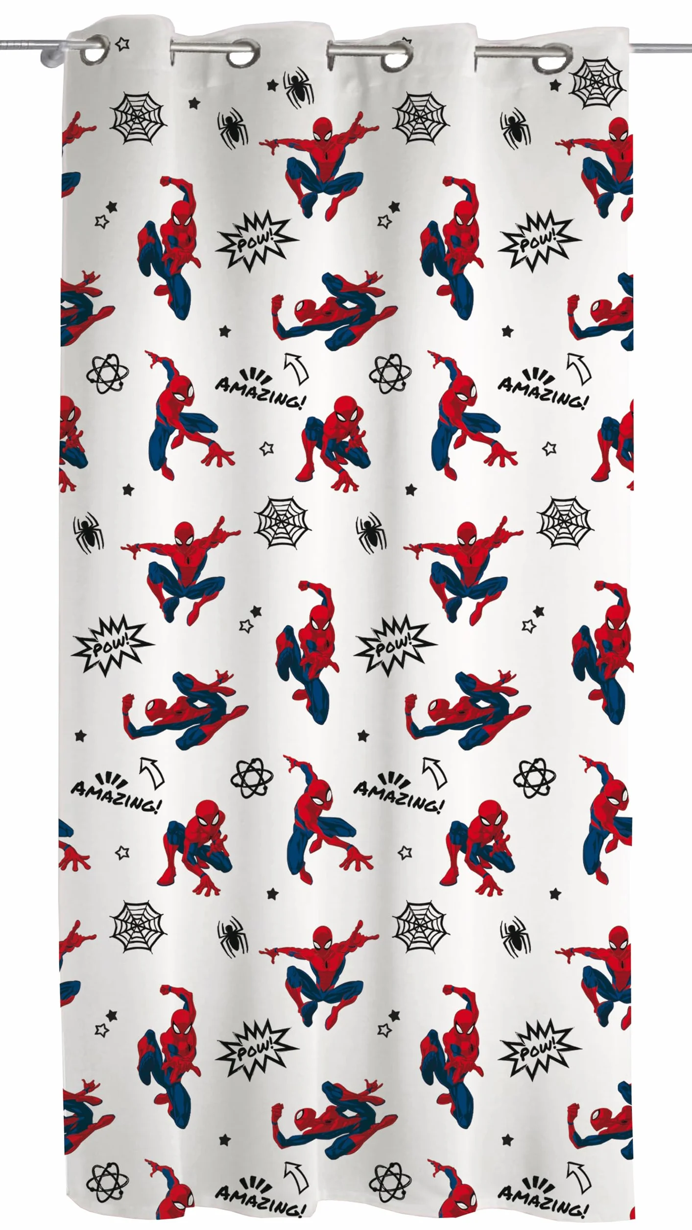 Spiderman - Cortina de Gasa con Anillas, Cortina para habitación Infantil, 140 x 290 cm, Producto Oficial, (Panel Individual)