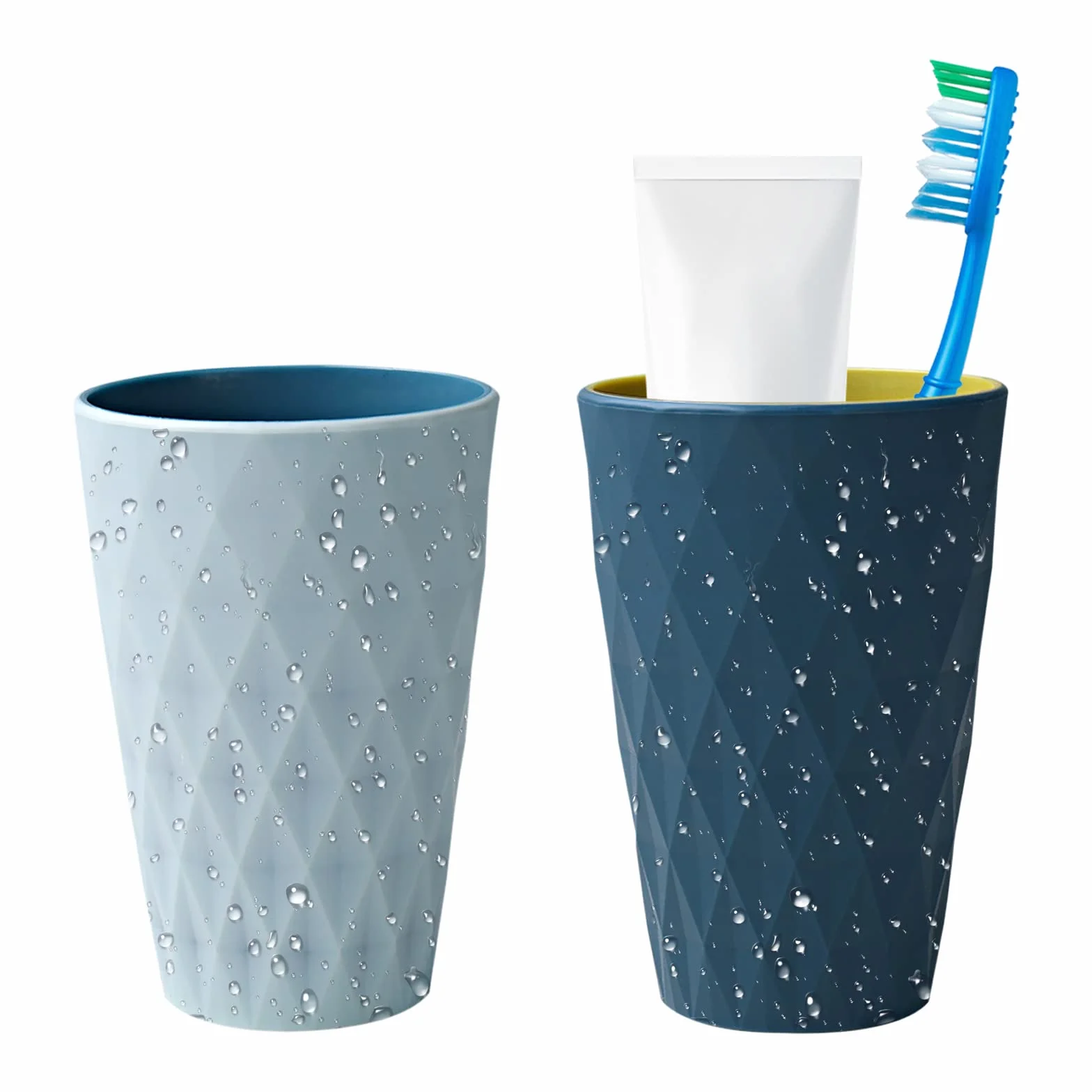 Vaso Cepillo de Dientes, 2 Piezas Taza de Plástico, Vaso Cepillo de Dientes bañ, Fuerte y Resistente a la caída, Apto para Adultos, Adolescentes y niños 450ml/15.8oz