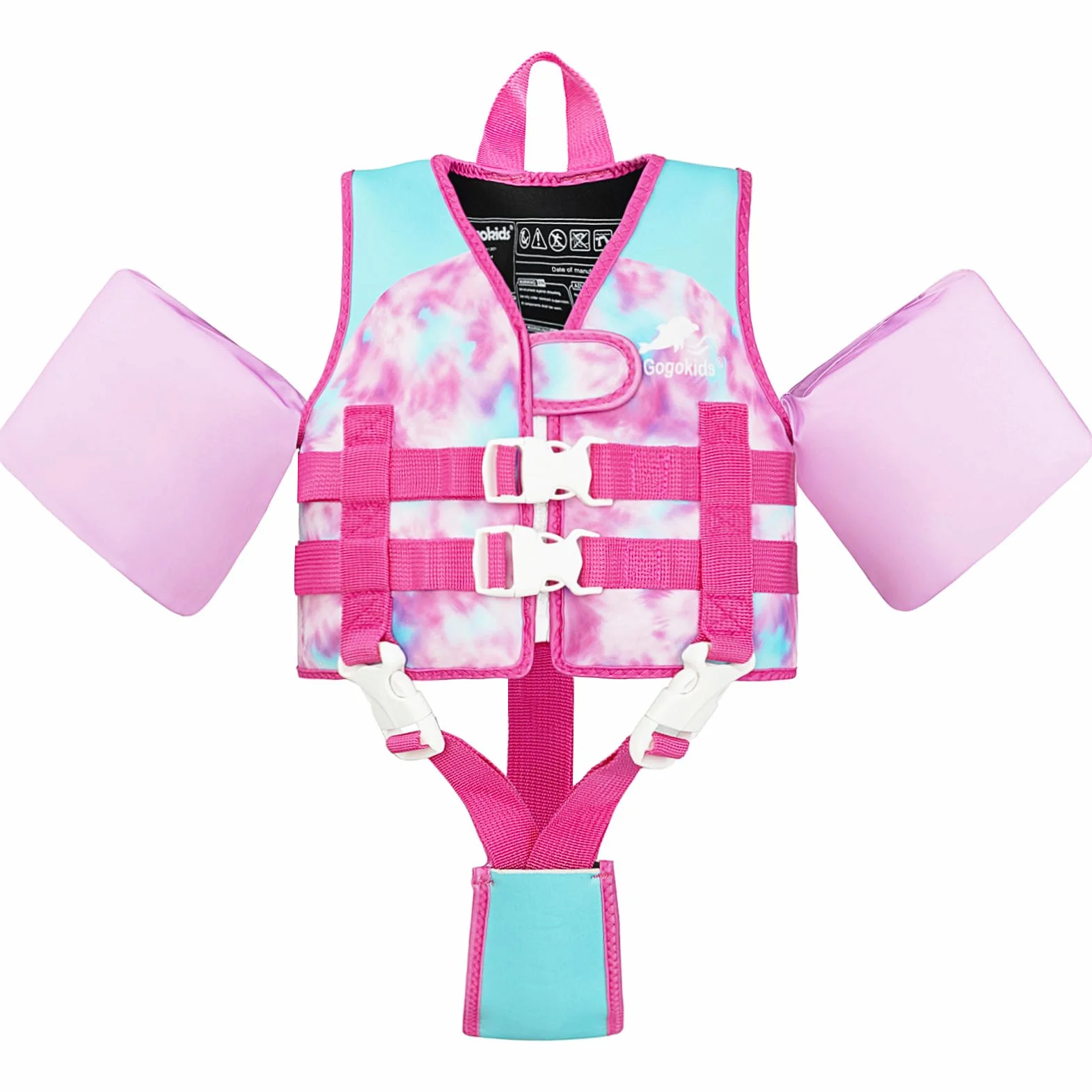 Gogokids Chaleco salvavidas para niños con mangas para niños pequeños, estilo chaqueta, flotabilidad, flotabilidad con correas ajustables, chaleco salvavidas para niños de 2 a 6 años / 14-30 kg