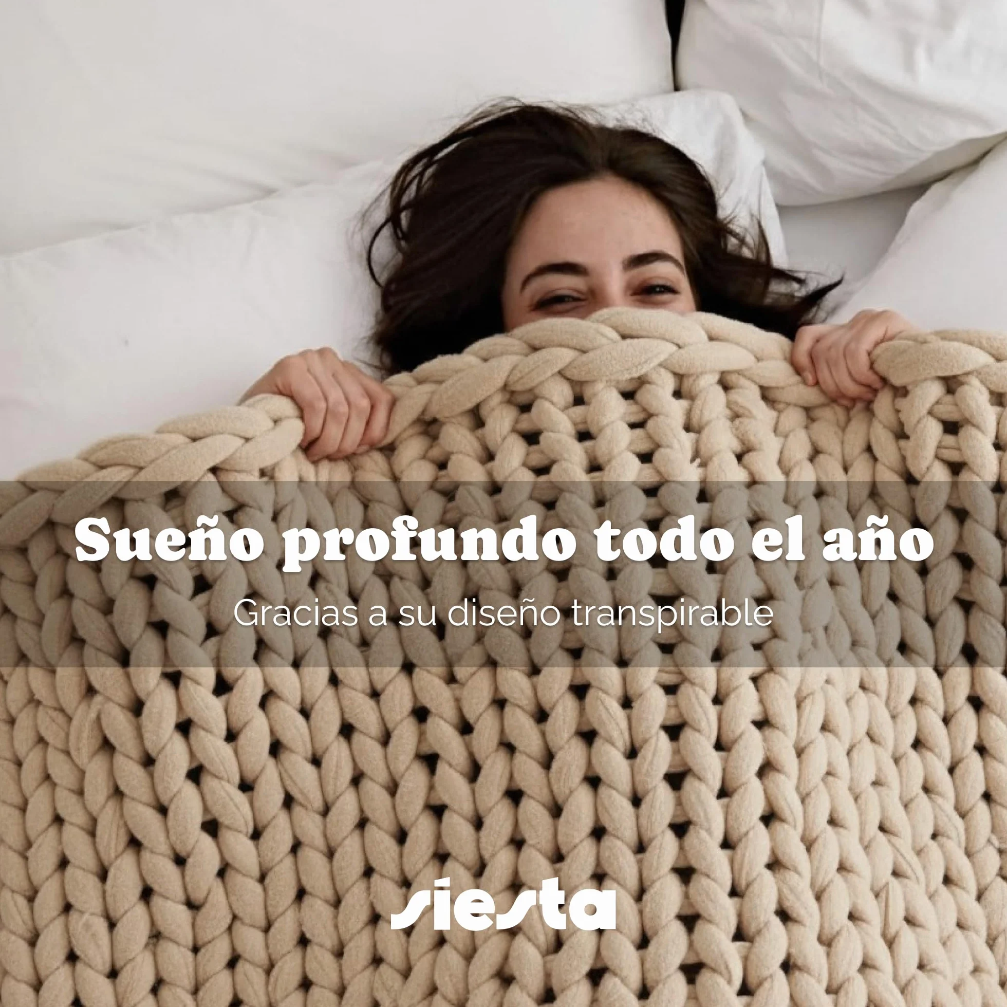 SIESTA Manta Pesada (Heavy Blanket) – Diseño Trenzado Premium Beige (7 kg) - Manta Ponderada Que Reduce Ansiedad y Ayuda a Dormir Profundo – 100% rPET Sostenible, Transpirable y Lavable a Máquina
