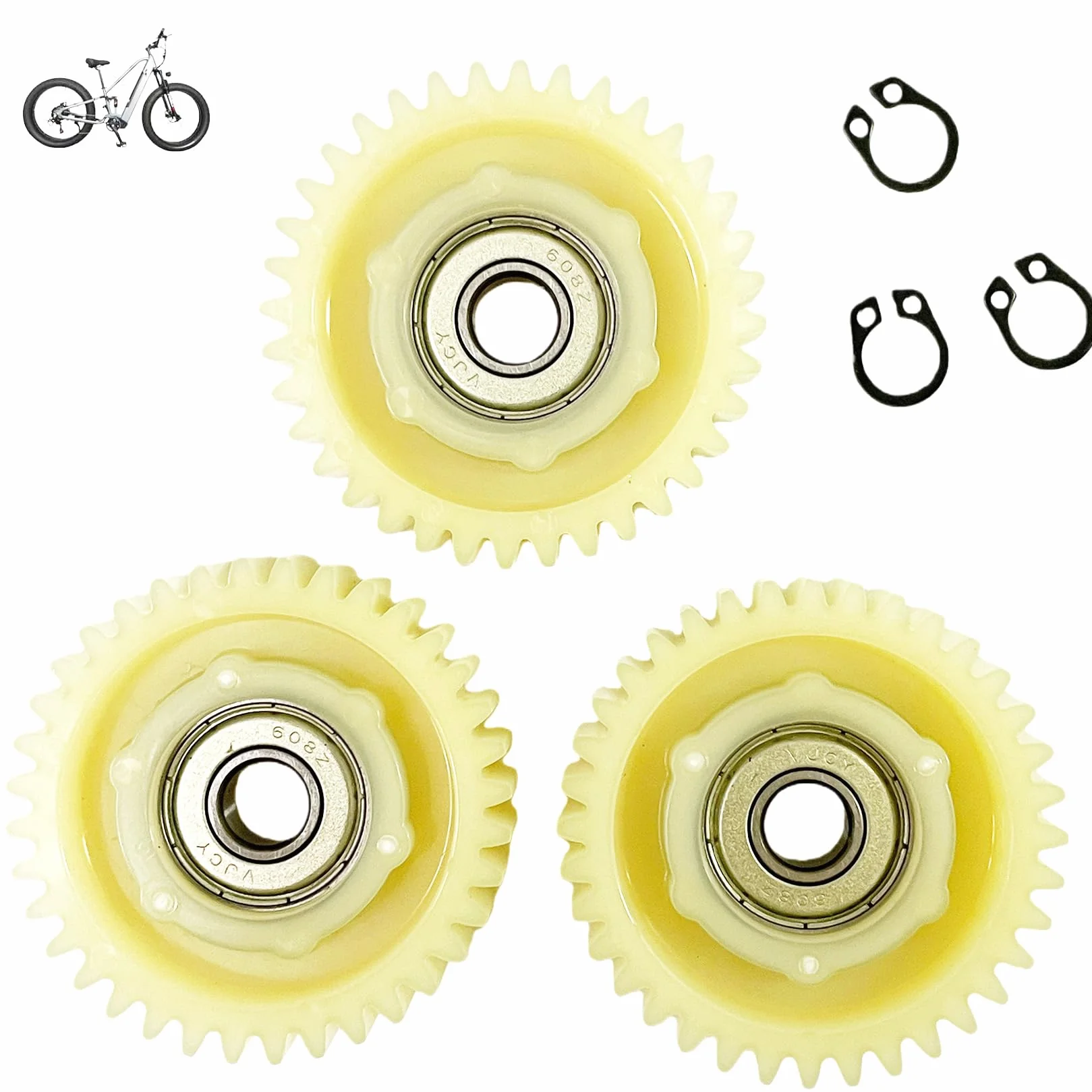 Engranaje Planetario de Nailon 36T 47.5mm Paquete de 3 para Motor de Cubo 500W-1000W Bicicleta