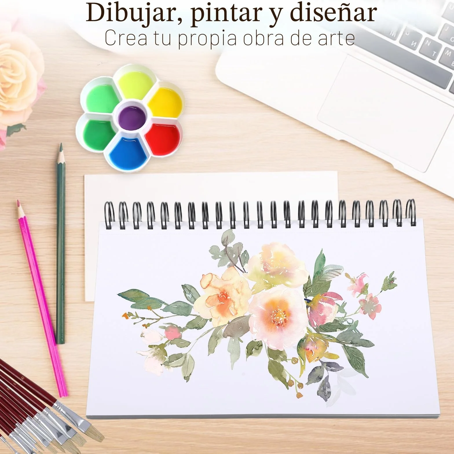 Sketchbook A4 – Cuaderno de Dibujo Premium, 50 Hojas / 100 Páginas, 200 g/m² Bloc de Dibujo A4, Block Dibujo con Encuadernación Espiral, Ideal para Dibujar y Notas