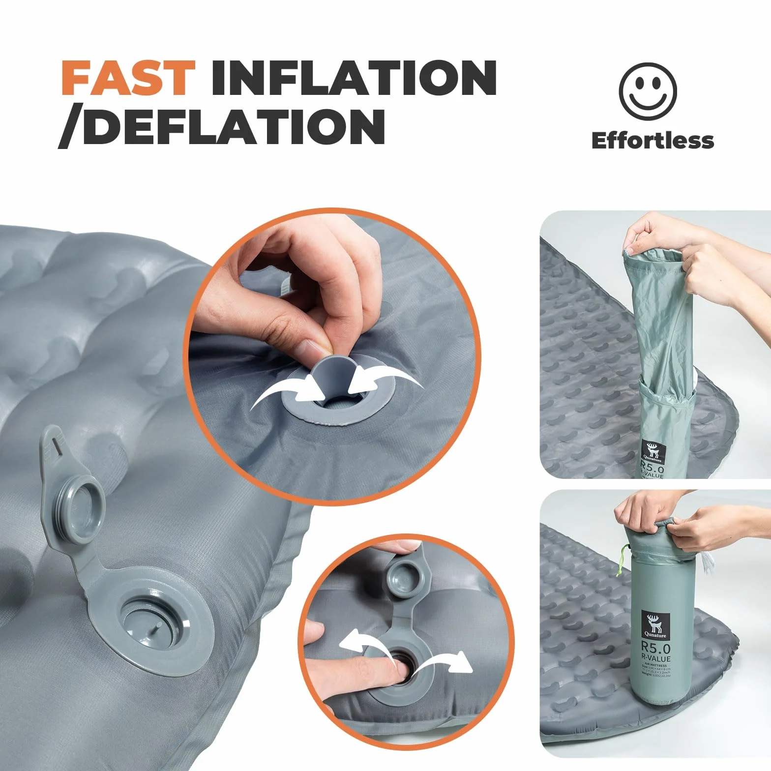 Colchoneta Inflable Aislante Valor 5R 490g Ultraligera 8 cm Grosor Camping Senderismo Mochilero -20℃