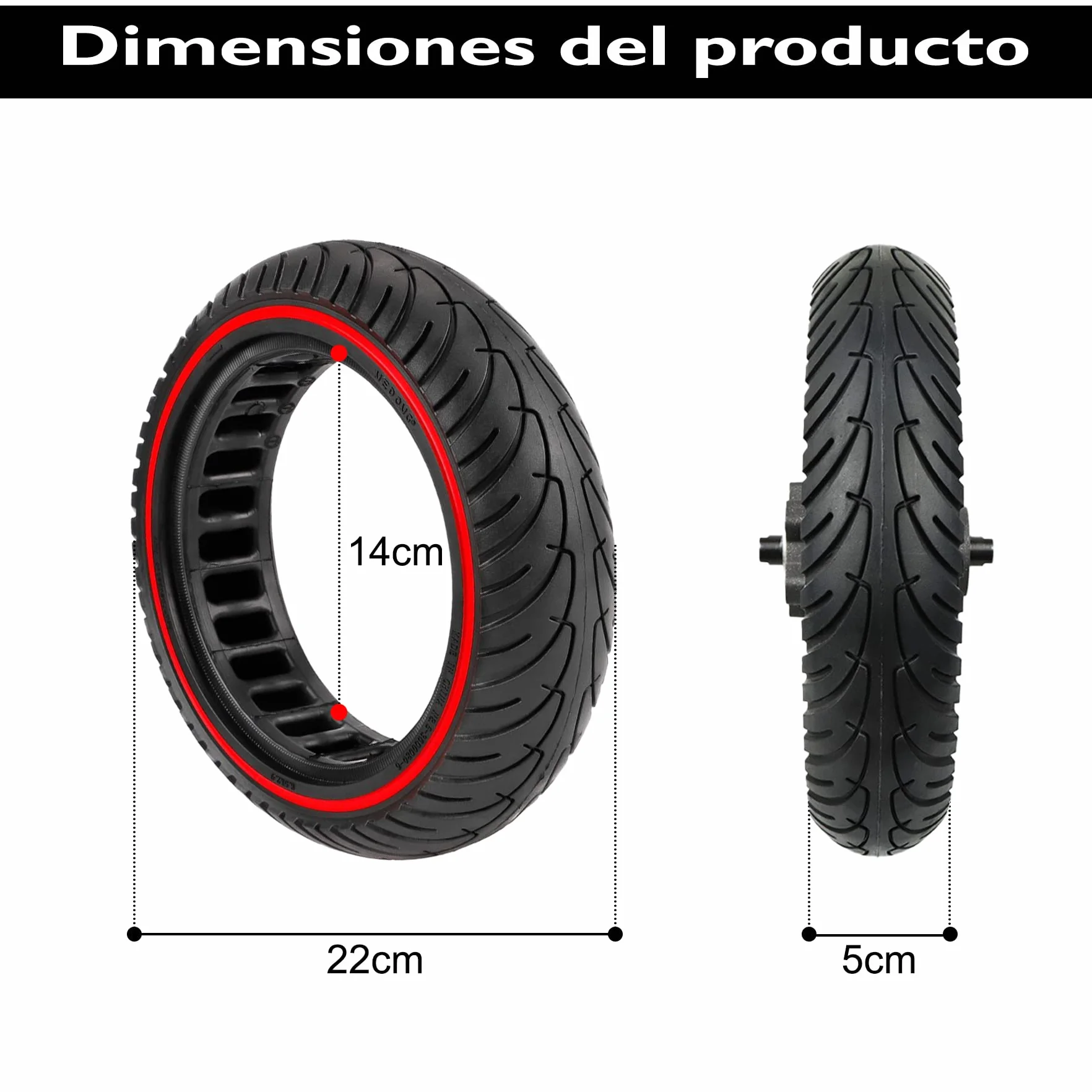 Ruedas Macizas para Patinete Eléctrico 8.5 Pulgadas Compatible con Xiaomi M365 1S Pro 2 Cecotec Serie A Antipinchazos