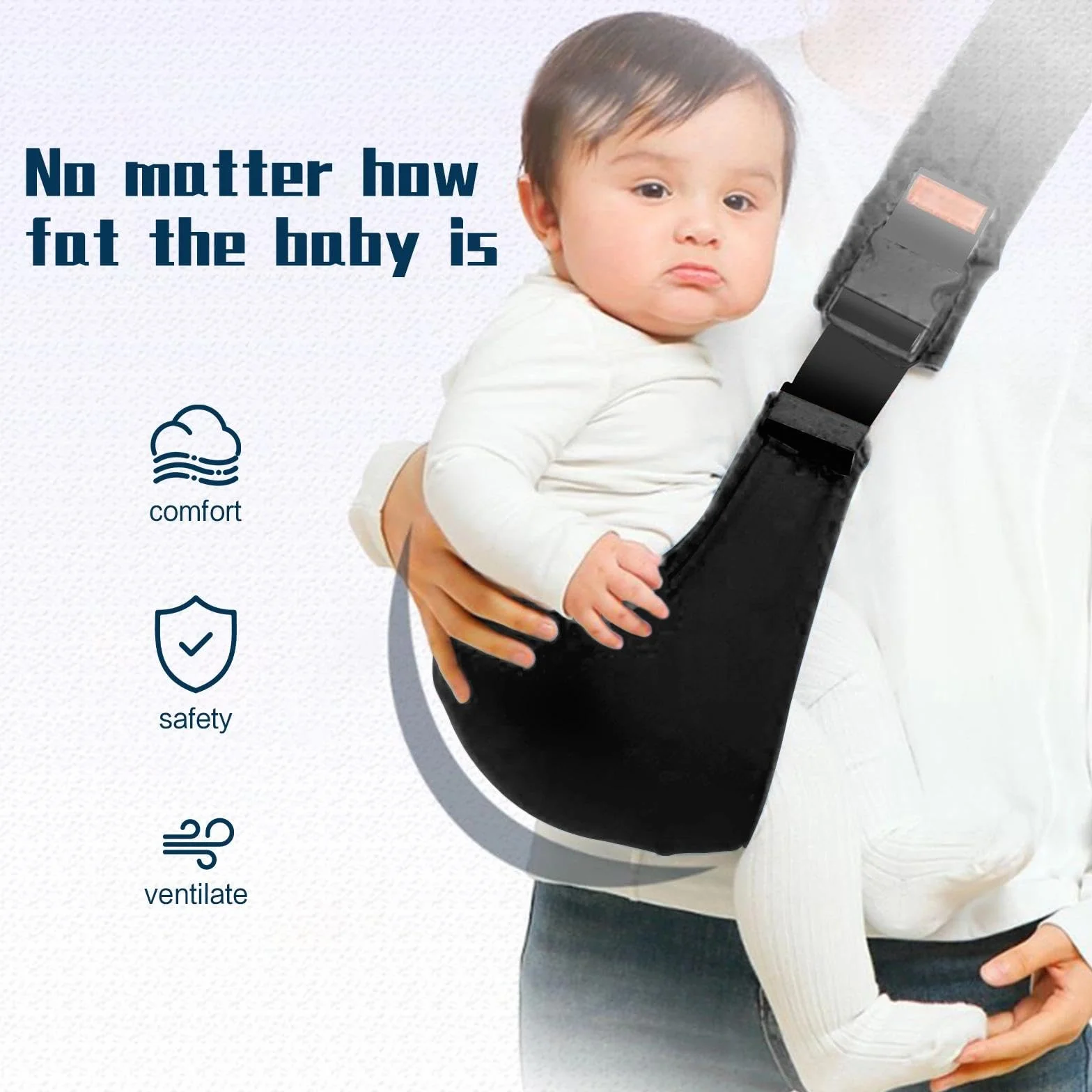 Mochila Portabebes Ergonómico Ajustable Transpirable Baby Carrier 6-36 Meses Lateral Sling Negro