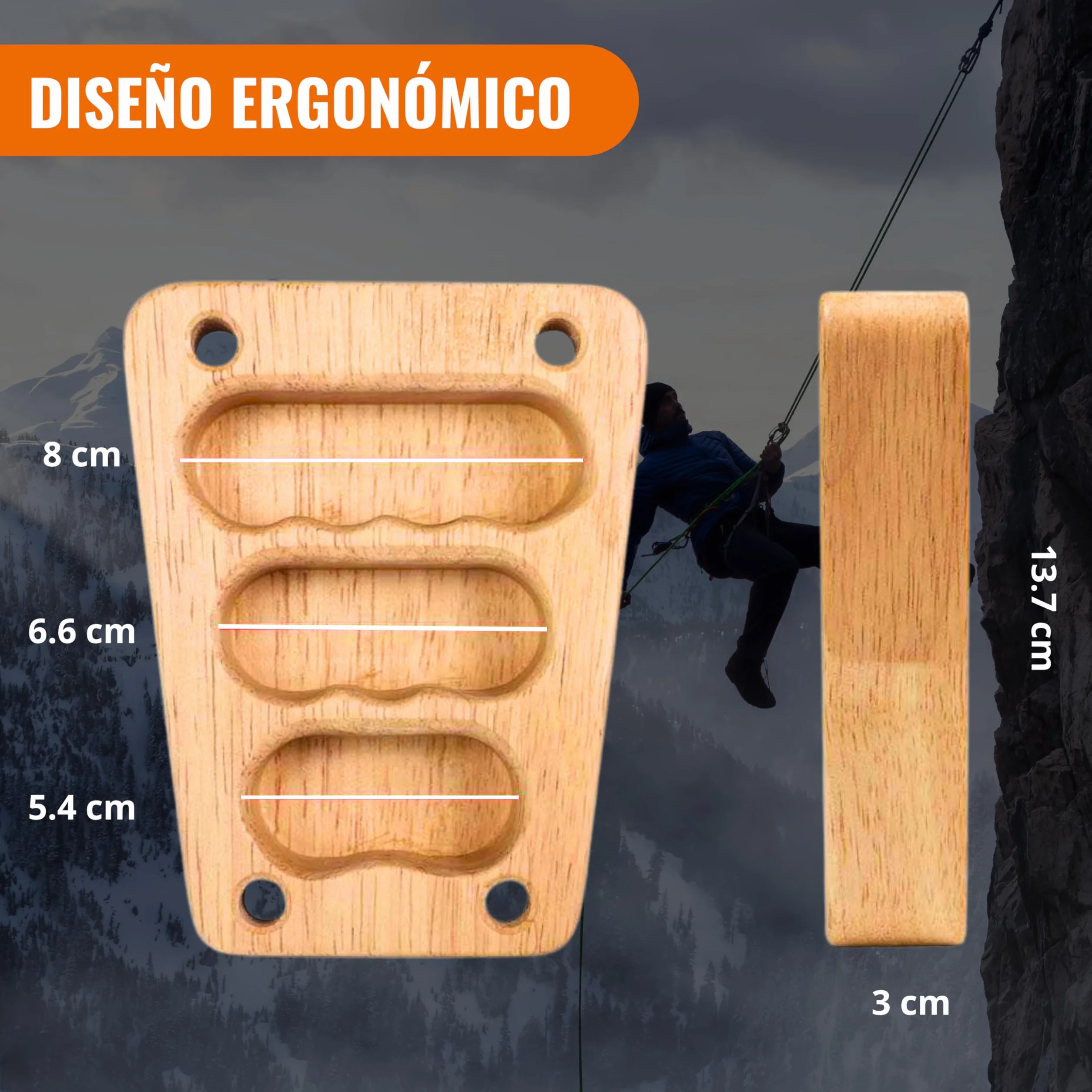 Hangboard de Entrenamiento Portátil para Escalada de Madera | Tabla Multipresa