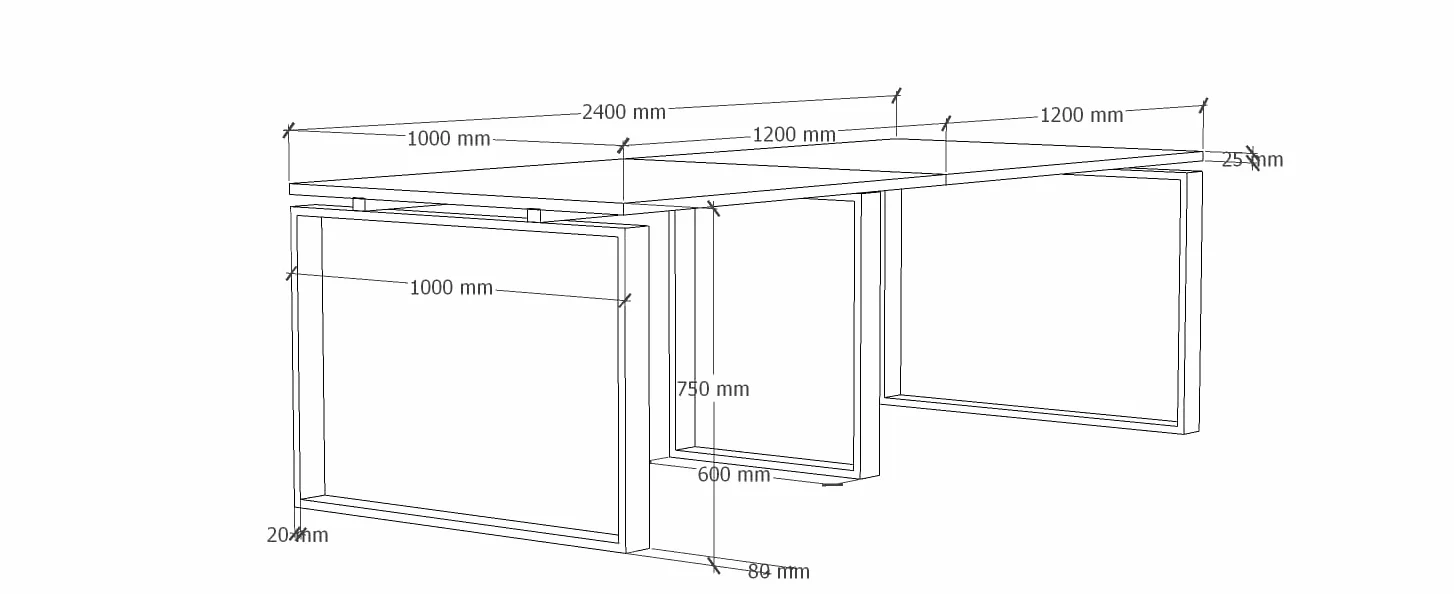 Mesa con Estructura metálica Marco Cerrado Negro de 240x100, con pata retranqueada y Tablero melaminado Ideal para Sala de Juntas, reuniones, conferencias (Nogal)
