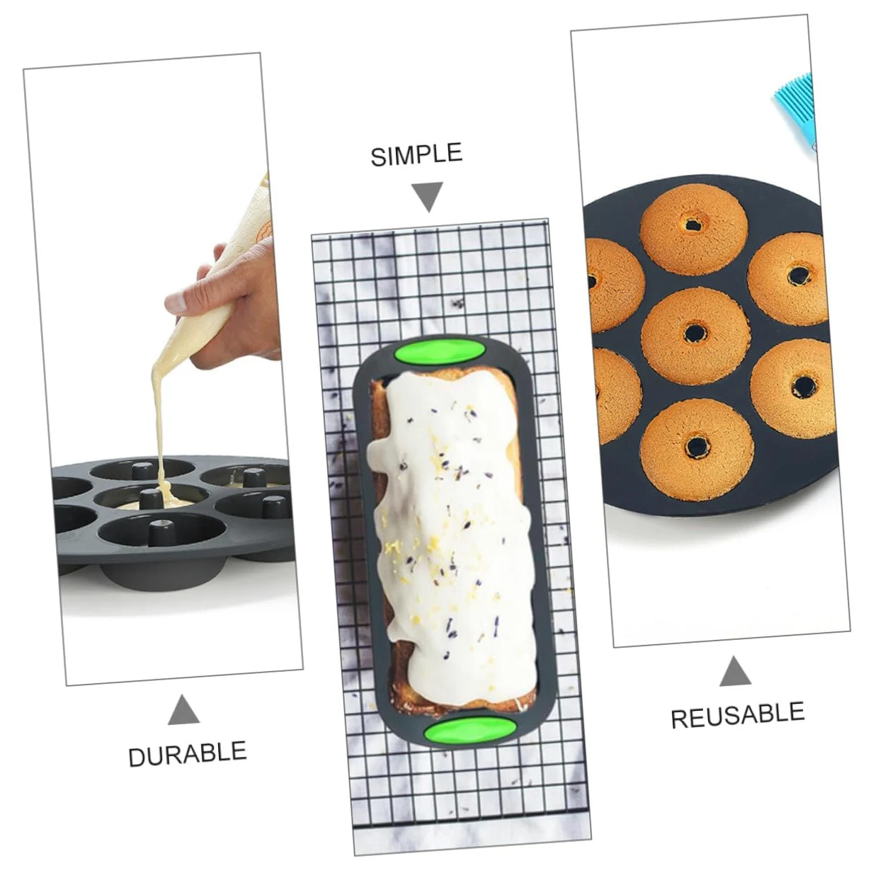 Homoyoyo Set de 5 Moldes de Silicona para Hornear Bizcochos, Resistentes al Calor y Flexibles, Ideales para Repostería en Cocina