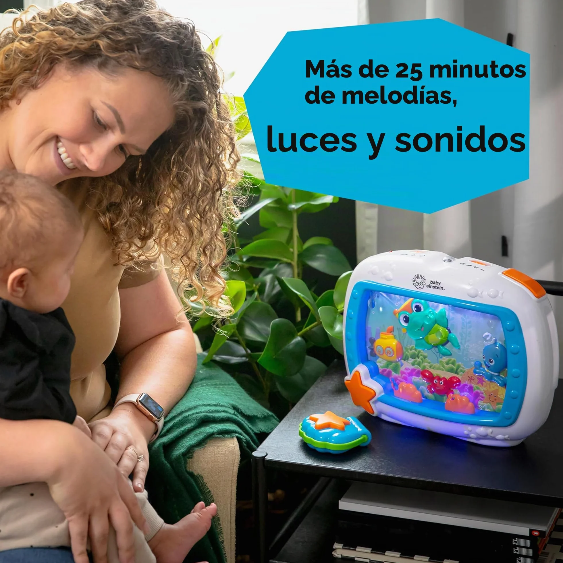 Baby Einstein Sea Dreams Soother Máquina de Ruido Blanco para Bebé con Luces, Música y Sonidos Marinos, Acuario Juguete de Cuna con Control Remoto