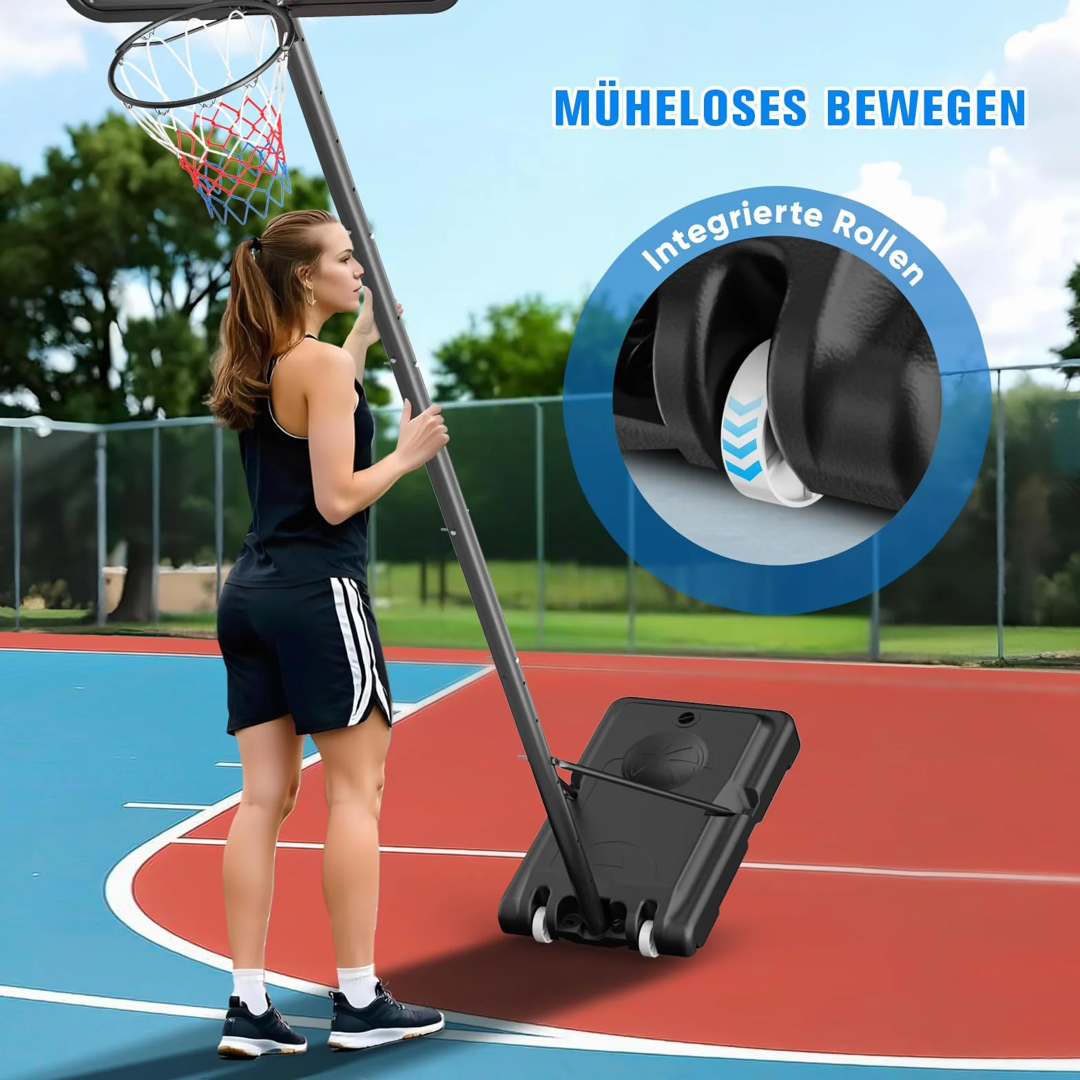 Canasta de Baloncesto para Exteriores Soporte Ajustable 128-305 cm para Niños Adolescentes Adultos Patio Trasero Interior