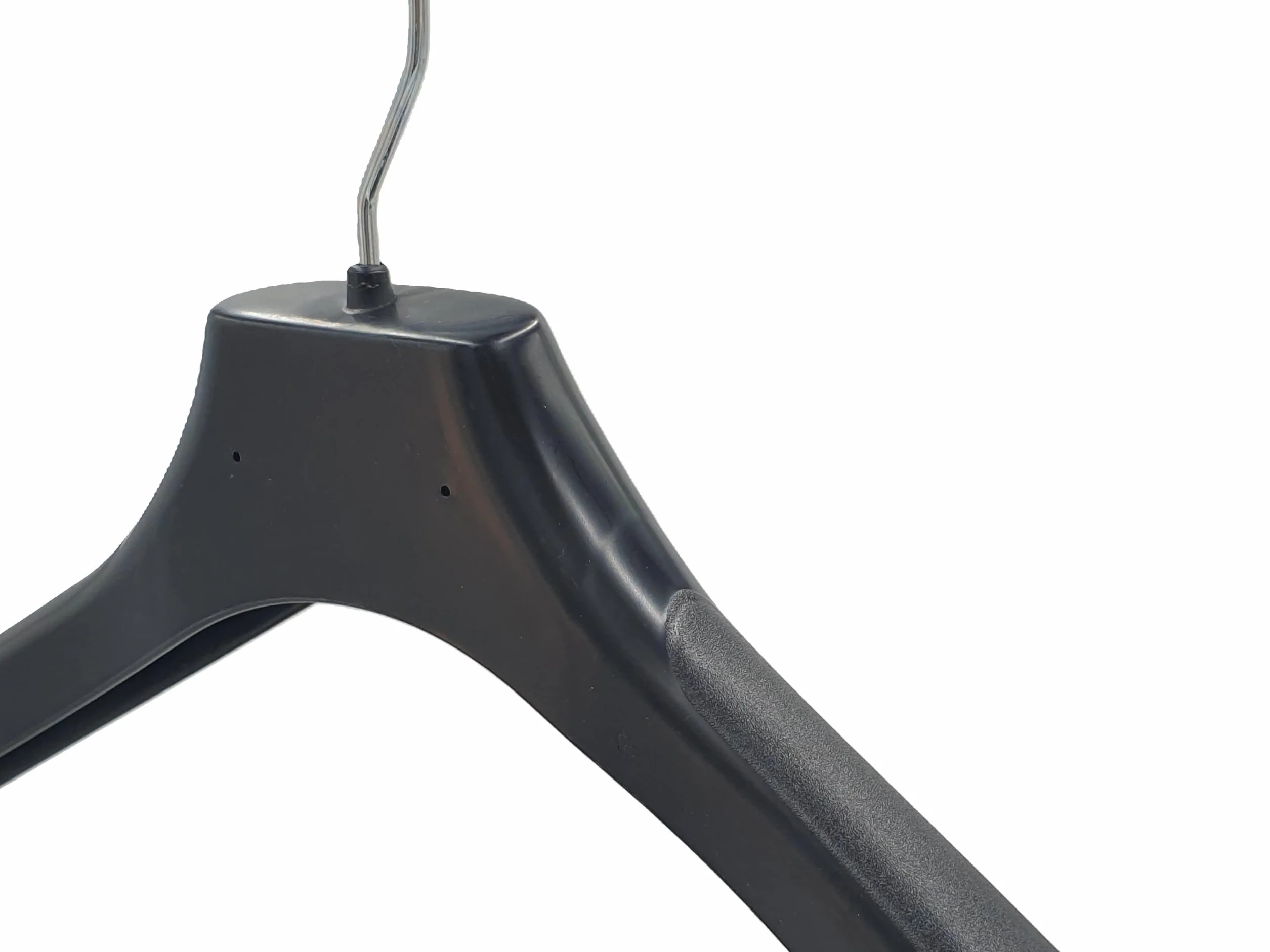 Perchas de plastico 45 cm. Pack de 10 Ud. Hombros Anchos para Trajes, Abrigos, Chaquetas, Pantalones. Gancho Giratorio 360º Preparado para desbloquear. (Sin Barra)