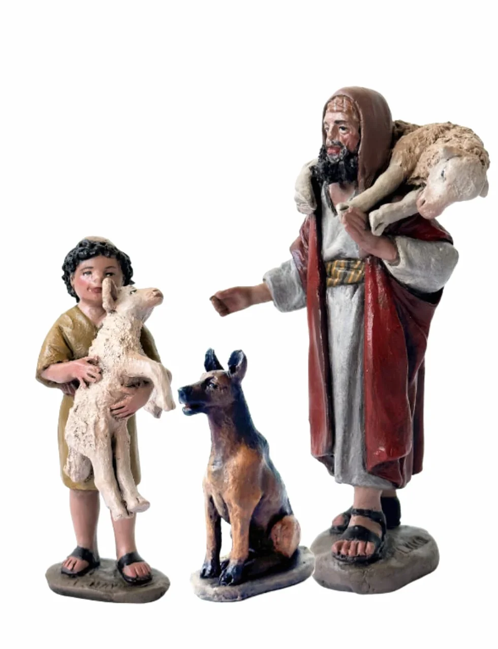 Triciclo Editores Figuras Pastores y Perro |Figuras de Belén |Serie 11cm| Diseñadas por José Luis Mayo |Decoración Navideña |Nacimiento