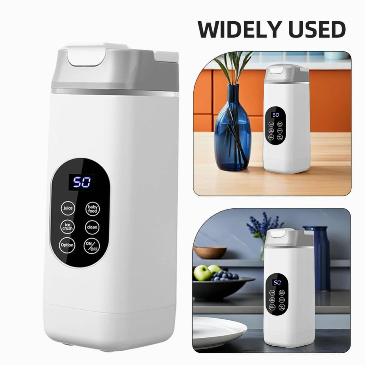 ULTECHNOVO Mini Licuadora Portátil Recargable 12 Cuchillas de Plástico, Diseño Compacto y Potente para Triturar Hielo, Adecuado para Uso en Gimnasio y Hogar