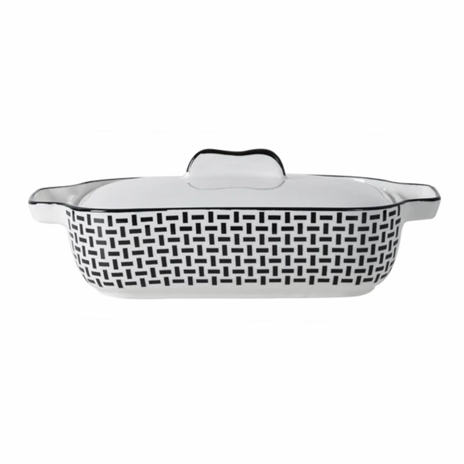 Versátil Fuente for hornear de cerámica rectangular 10 pulgadas con tapa