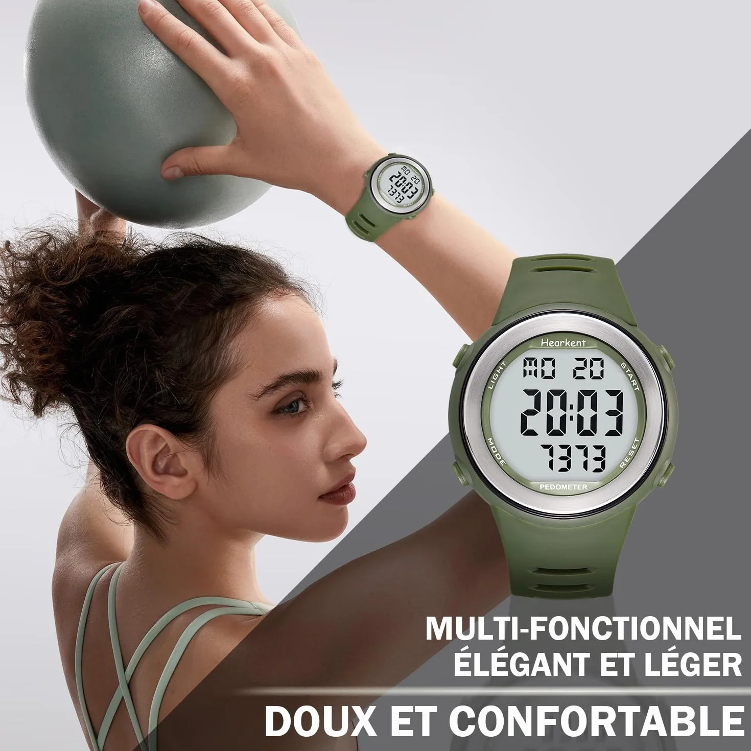 Hearkent Reloj podómetro impermeable para personas mayores sin Bluetooth