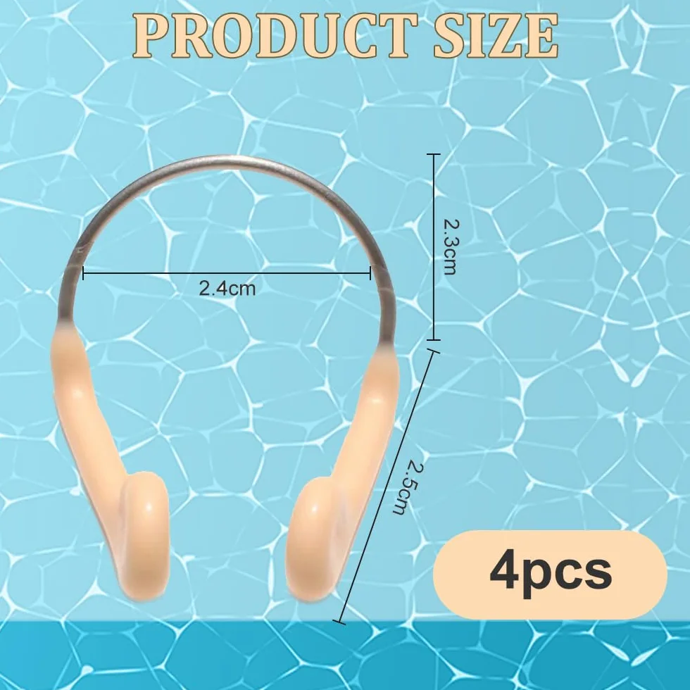 Clips de nariz para natación, 4 protectores de silicona impermeables con caja