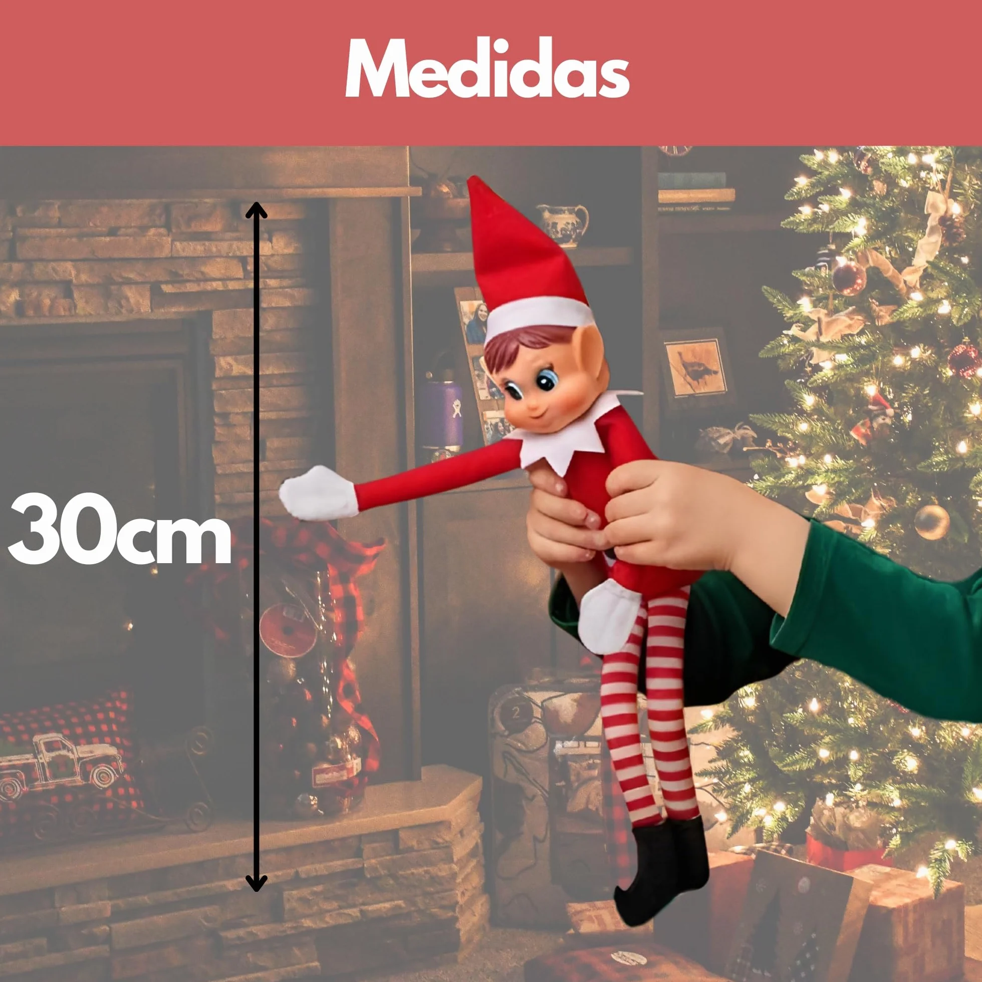 Peluchilandia Elfos Traviesos Navidad con Certificado de Adopción en Caja Regalo Personalizable Ideales para Niños | Duende Navidad Travieso para Jugar y Decorar (Pack 1 Elfo)