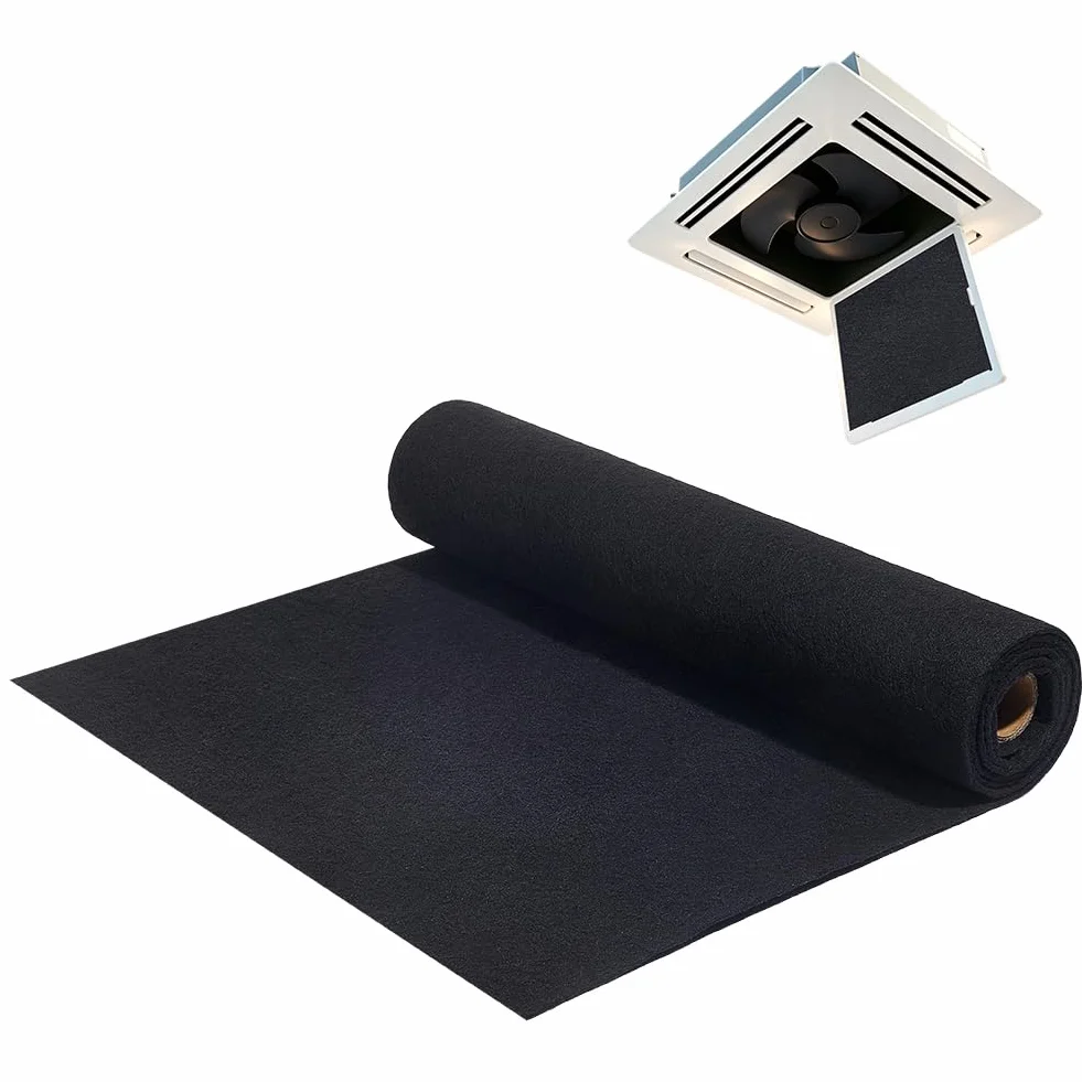 BENECREAT Hoja de filtro de carbón activado de 144 x 41 cm para unidades de CA de ventana, almohadilla de filtro de aire de carbono a base de algodón de 3 mm de grosor, filtro absorbente de olores