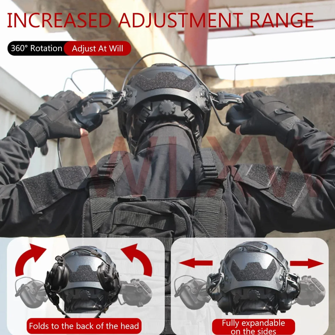 WLXW Casco Táctico y Auricular Táctico, con PVS-14 Gafas de Visión Nocturna NVG Mount, Modelo Telescopio, Auricular Táctico, Gafas, Linterna, para Paintball Gear,Tan5