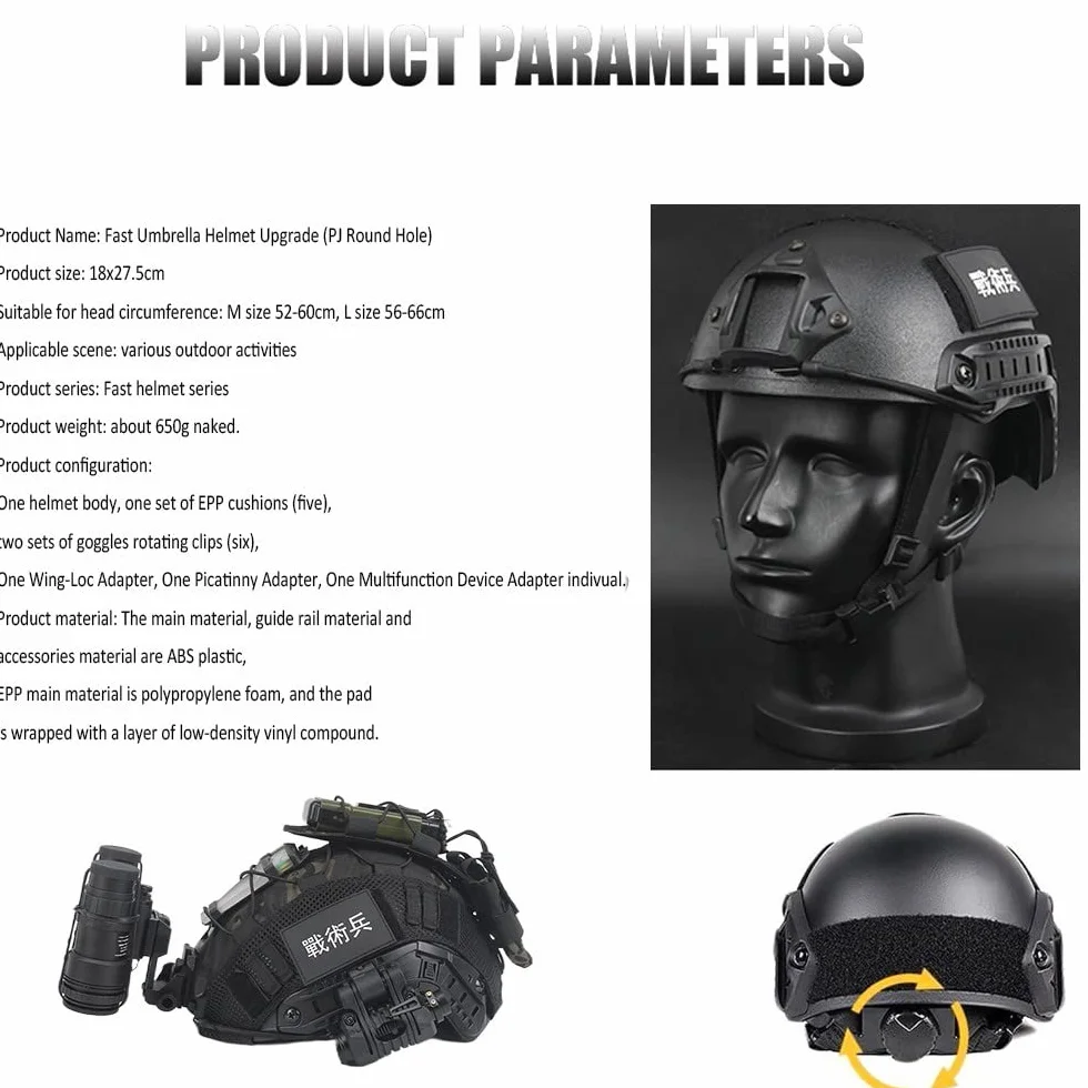 Juego De Casco Fast Táctico Militar, Equipo Casco Protección Paintball CS con Auriculares Tácticos Y Cubierta De Casco, para Caza Al Aire Libre Airsoft Paintball