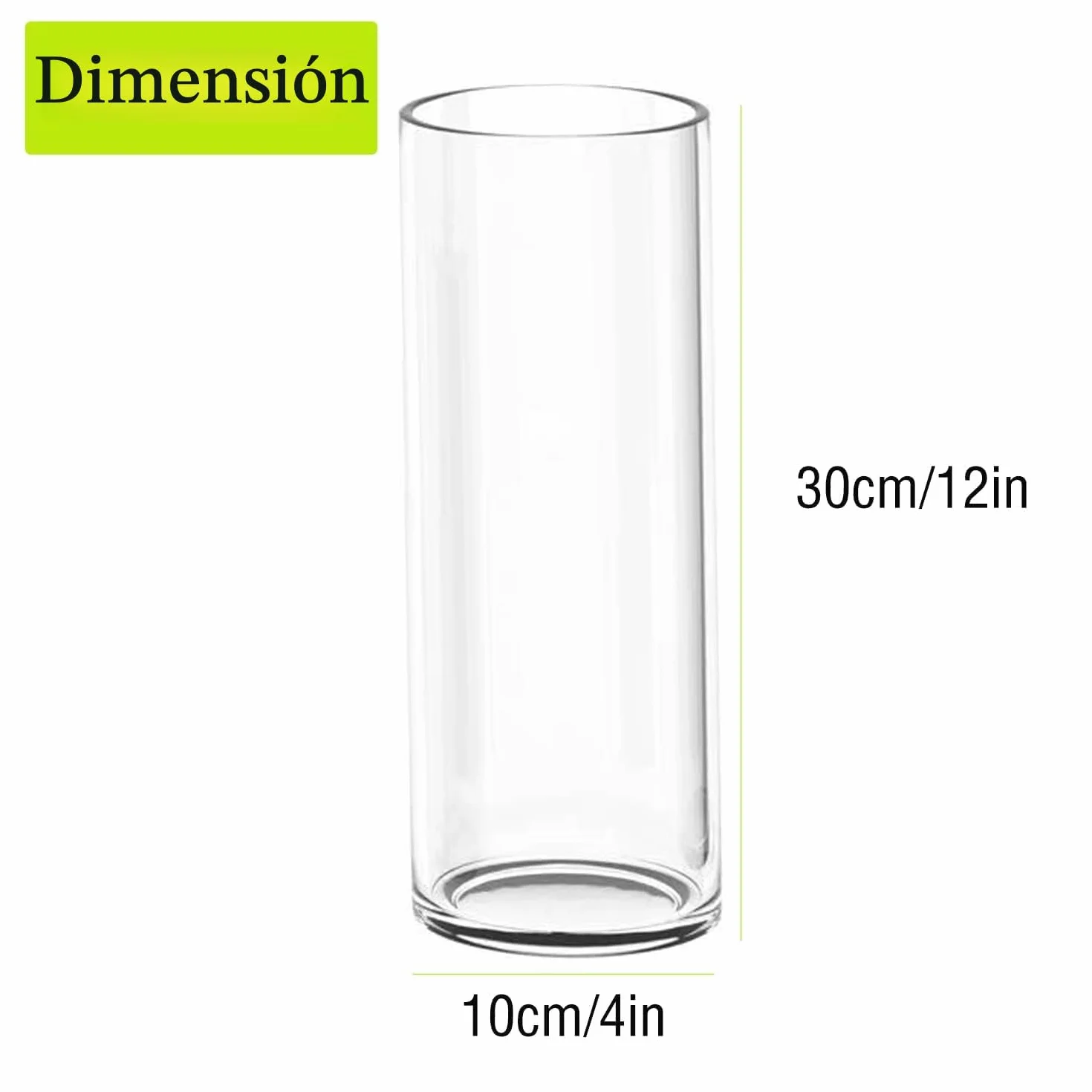 TSKDKIT Jarrón grande de cristal para flores de 30 cm, jarrón cilíndrico de vidrio, jarrones transparentes para sala de estar, jarrones grandes modernos de 30 x 10 cm