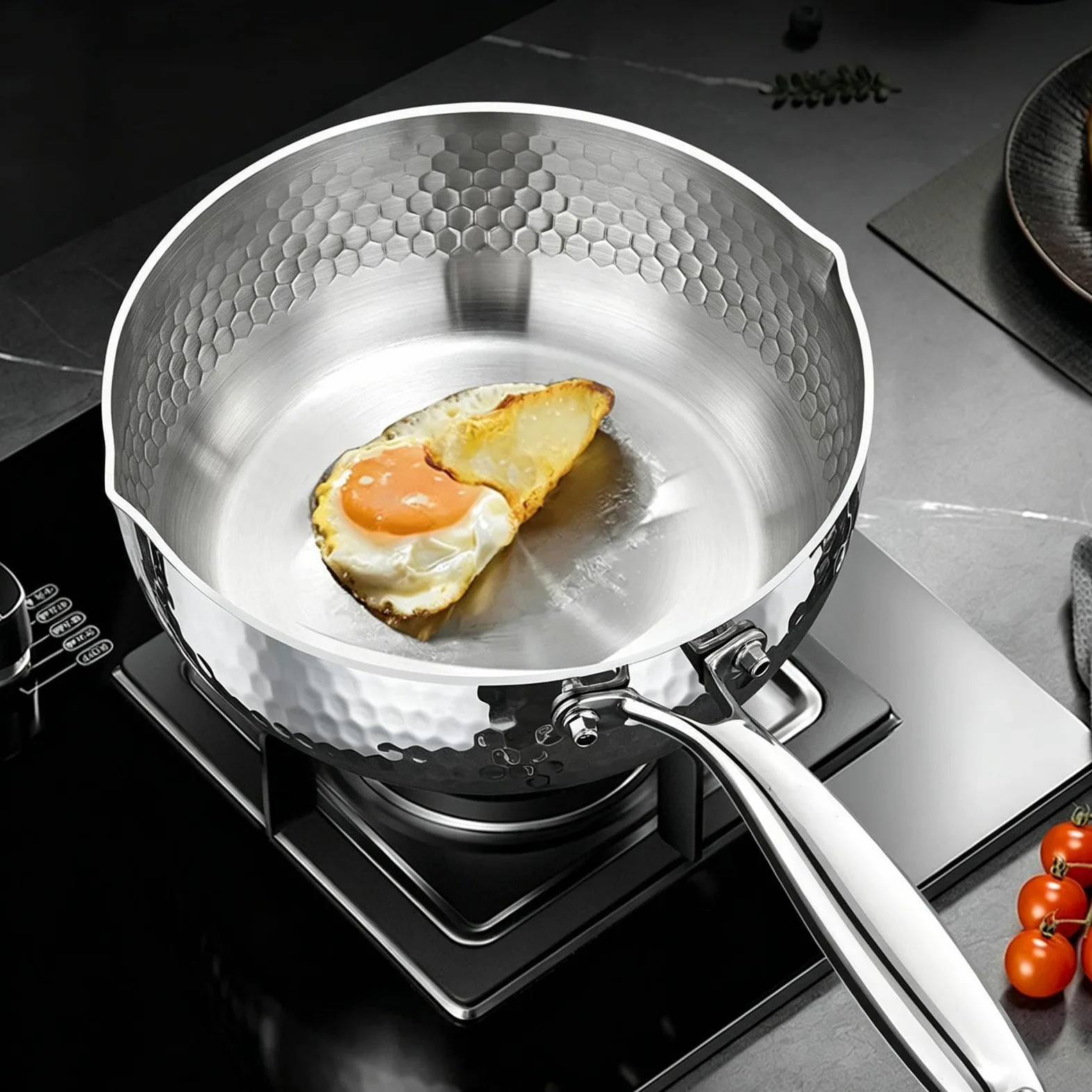 Cazo De Salsa Recipiente de Acero Inoxidable con Asa y Pico Vertedor | Cazo Pequeño Para Vapor Y Salsas Para Freír Cocer A Fuego Lento Hervir Cocinar Comidas Saludables En Cocina Y