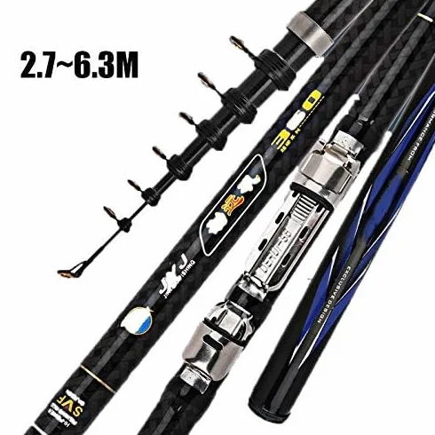 Cañas de Pescar Telescópica Carbono Ultra Ligero 6.3M 5.4M 4.5M 2.7M Ajustable