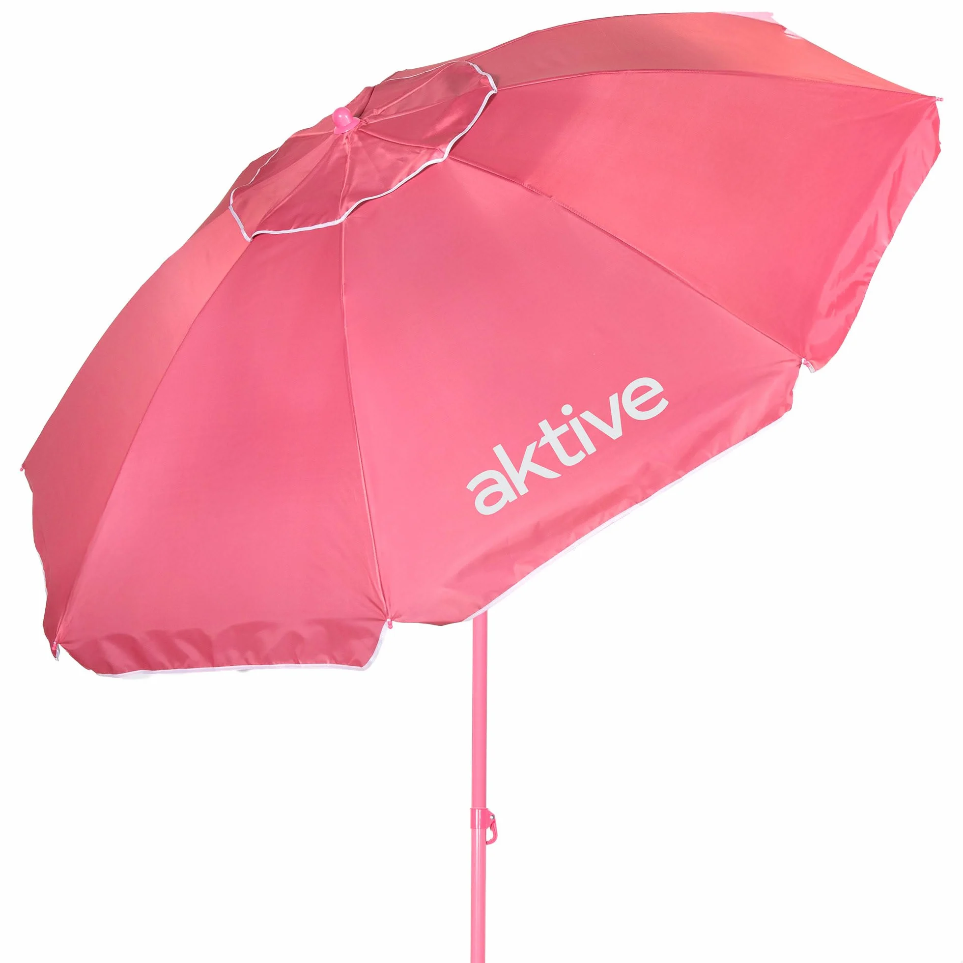 AKTIVE BEACH Sombrilla de playa inclinable D220 cm Rosa Protección UV50 8 varillas Oxford Ventilación
