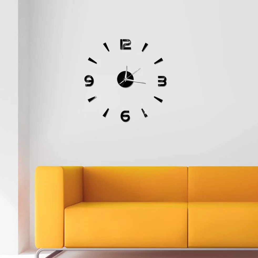 Tyenaza Reloj Adhesivo de Pared, 60 x 60 cm Reloj de Pared Silencioso y Adhesivo, Reloj de Pared Grande Salon sin Marco DIY Silencioso Moderno para Decoración, para Casa, Restaurante, Hotel(Negro)