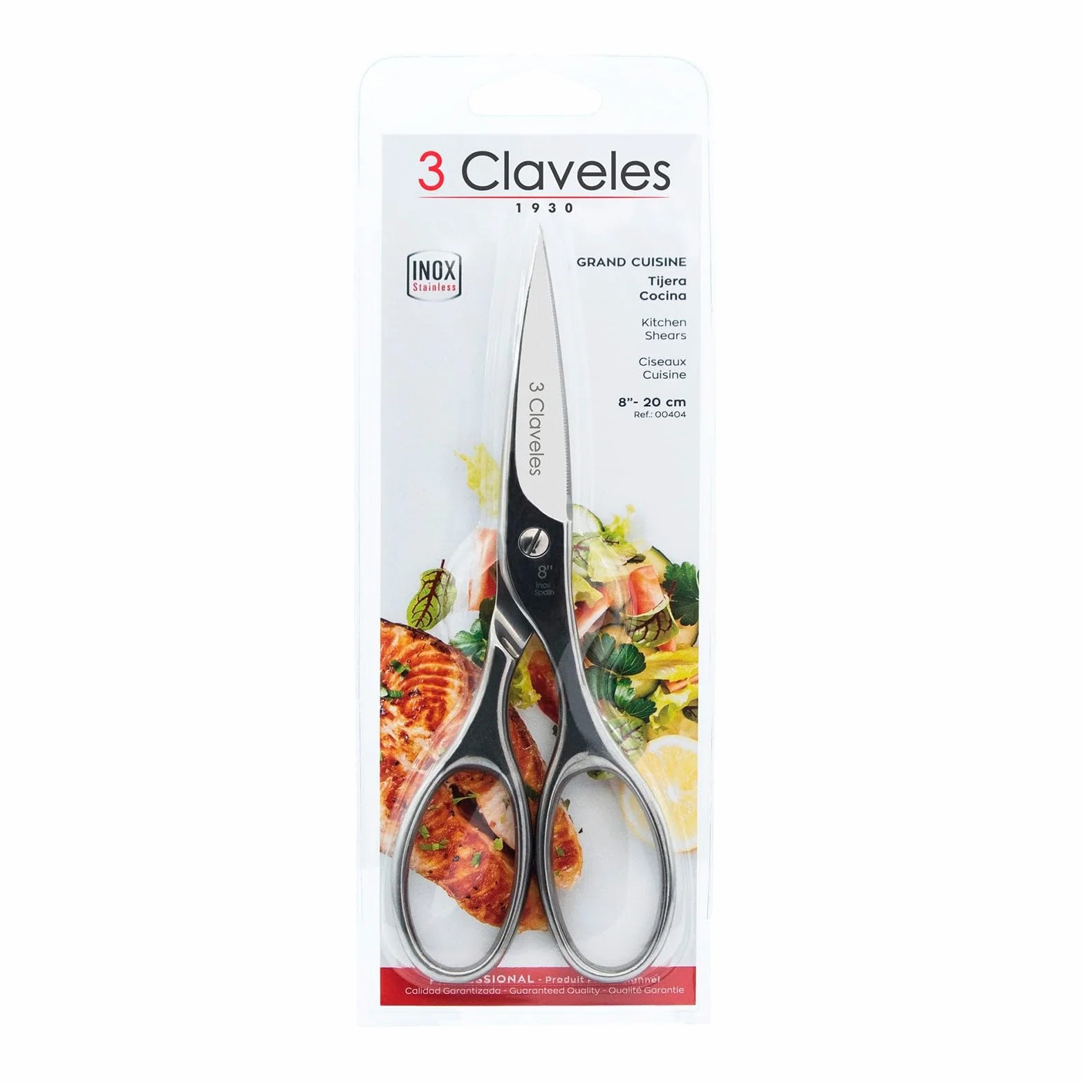 3 Claveles - 3Claveles 404 - Tijera para cocina de 8 pulgadas, inox