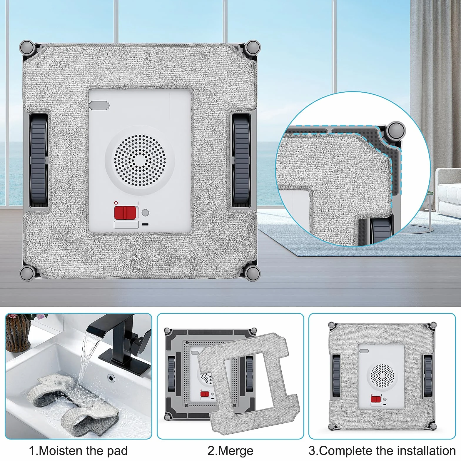 Paquete de 12 paños de limpieza de ventanas para Ecovacs Winbot W1 Pro/W1/W2 Omni/W2 almohadillas de repuesto para robot de limpieza de ventanas, almohadillas de limpieza, limpieza reutilizable