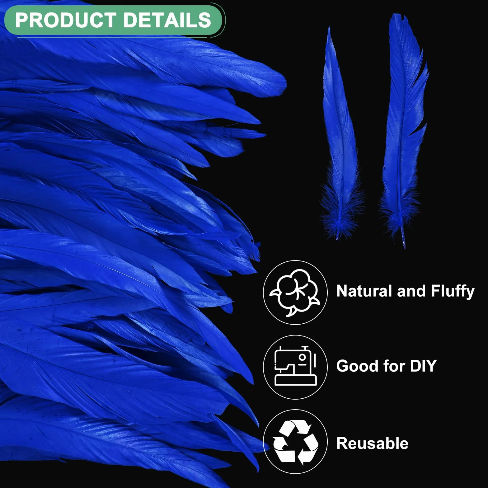 M METERXITY 20 Plumas Naturales De Cola De Gallo, 10-12 Pulgadas / 25-30cm De Largo Para Manualidades/Bodas/Atrapasueños/Decoraciones De Artesanías DIY [Azul Zafiro]